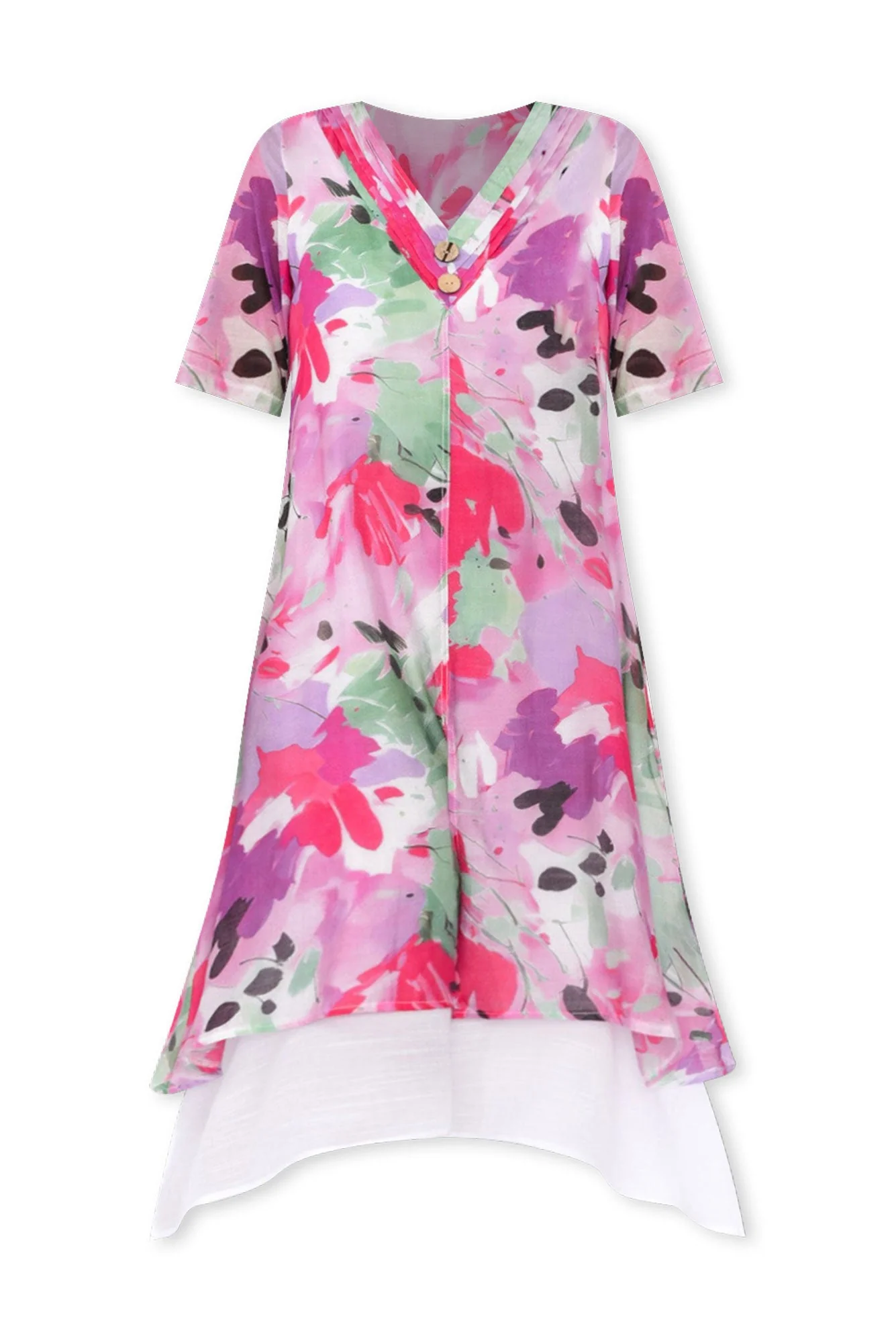 Nala Pink Floral Layers Dress