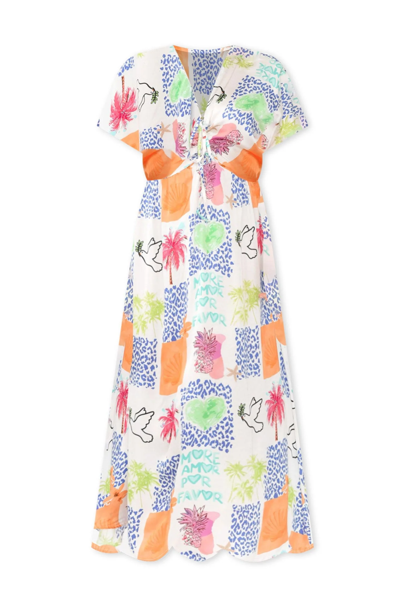 Rosina White Jungle Tie Dress