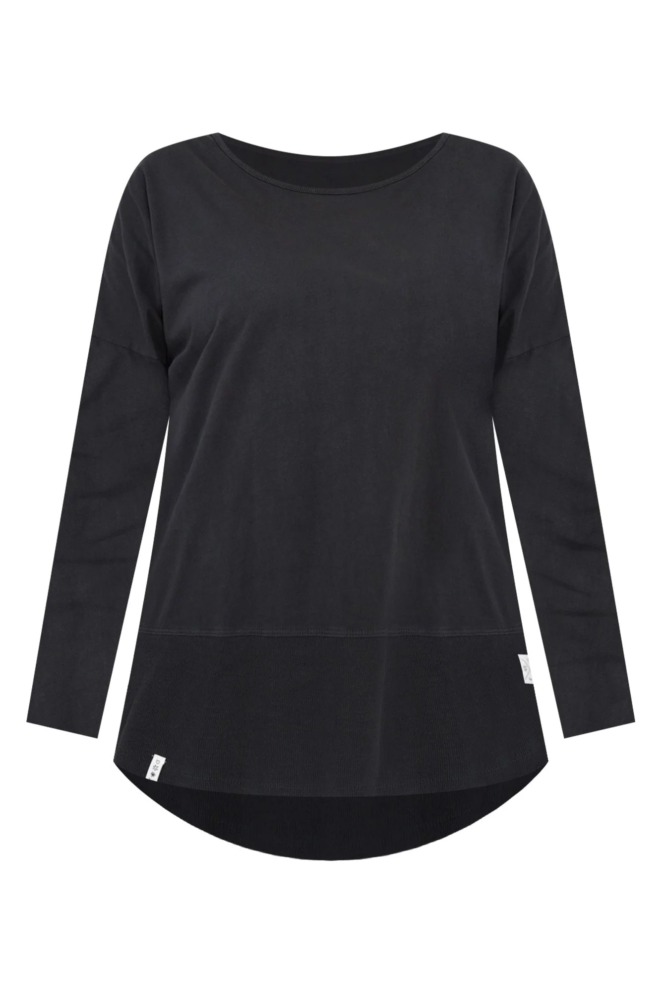 Fundamental Washed Black Cotton Rib Sleeved Top