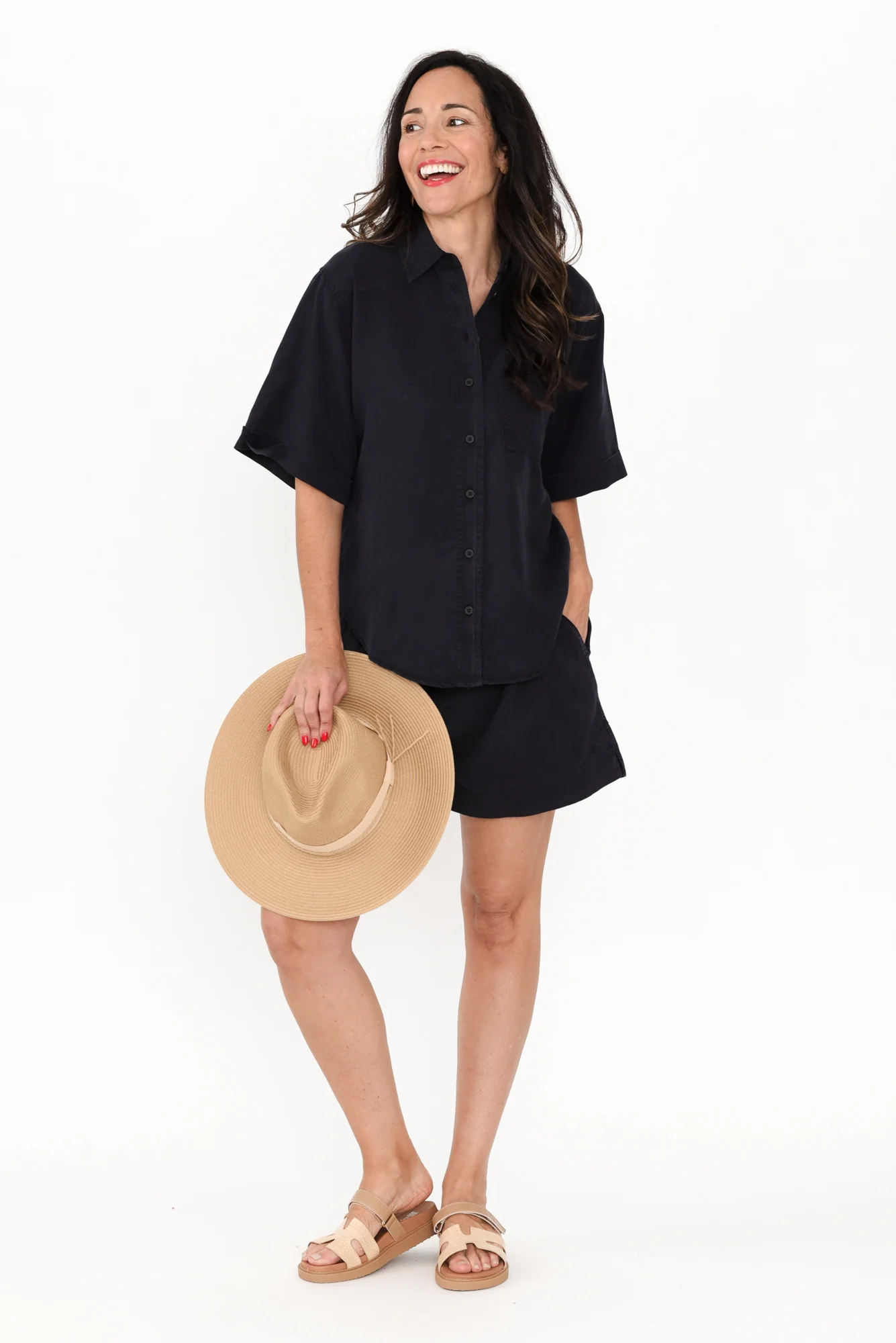 Blitz Washed Navy Lyocell Shorts