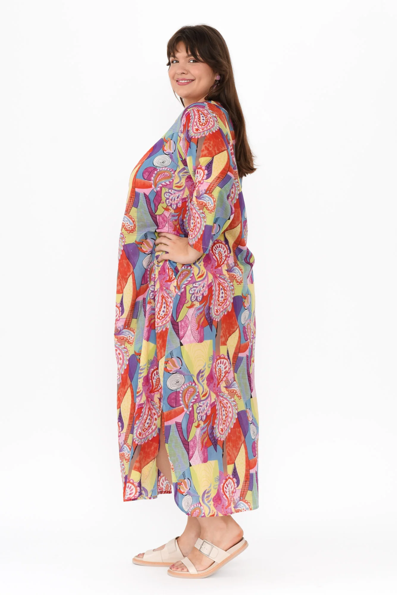 Apia Orange Geo Cotton Maxi Dress