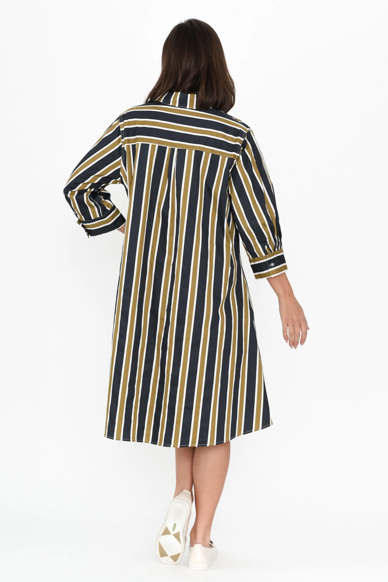 Violeta Navy Stripe Cotton Shirt Dress