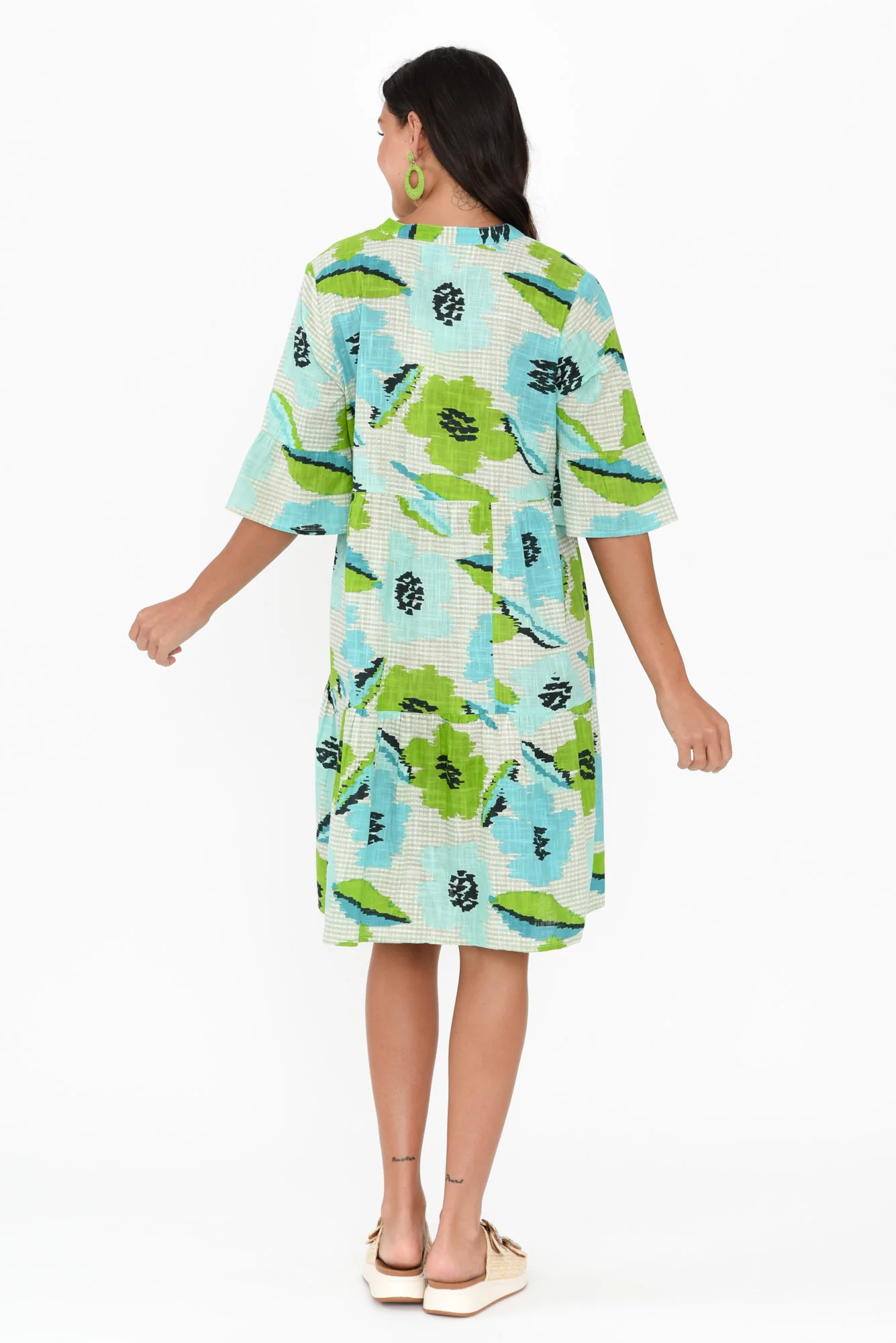 Senna Green Floral Cotton Dress