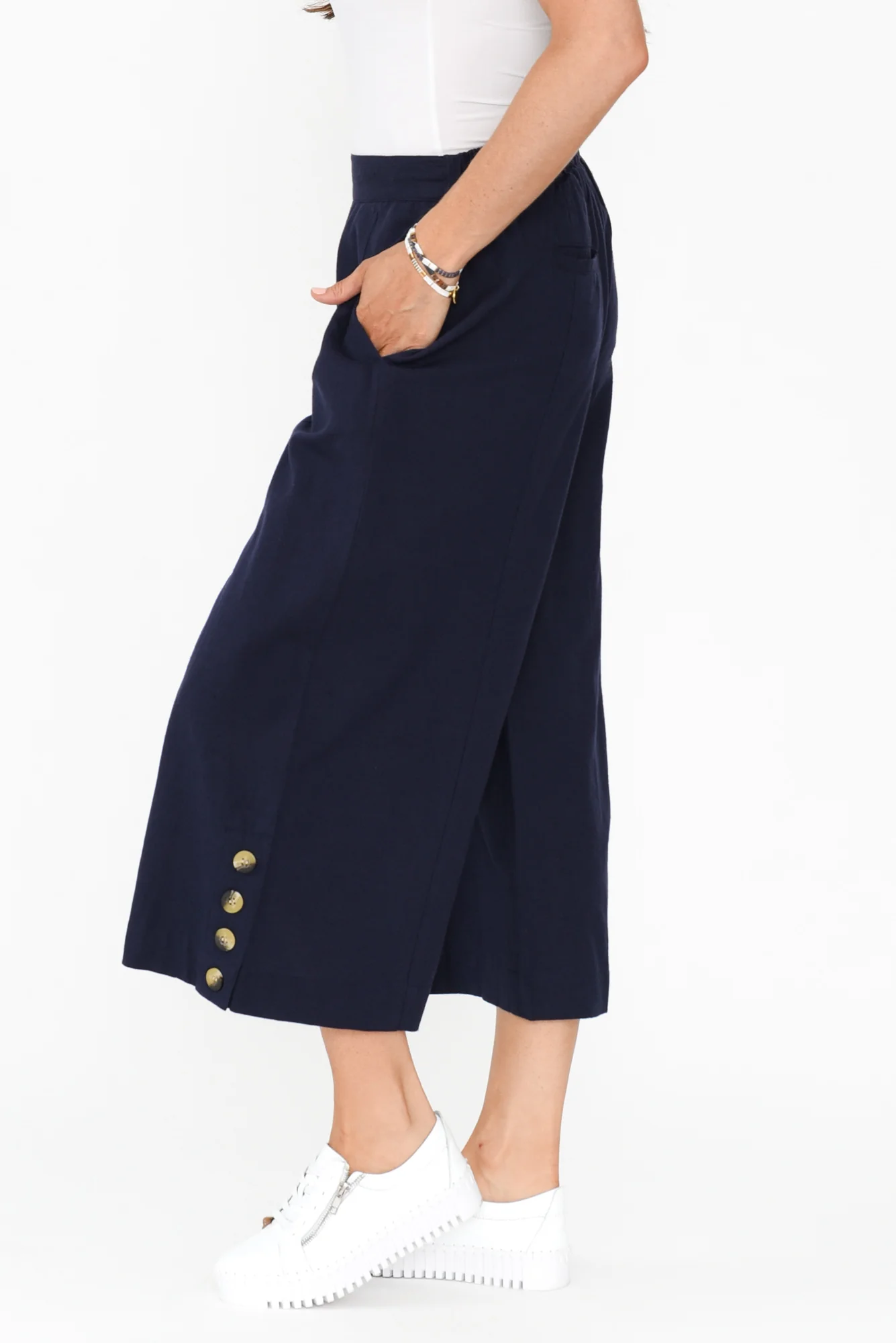 Kishan Navy Cotton Blend Pants