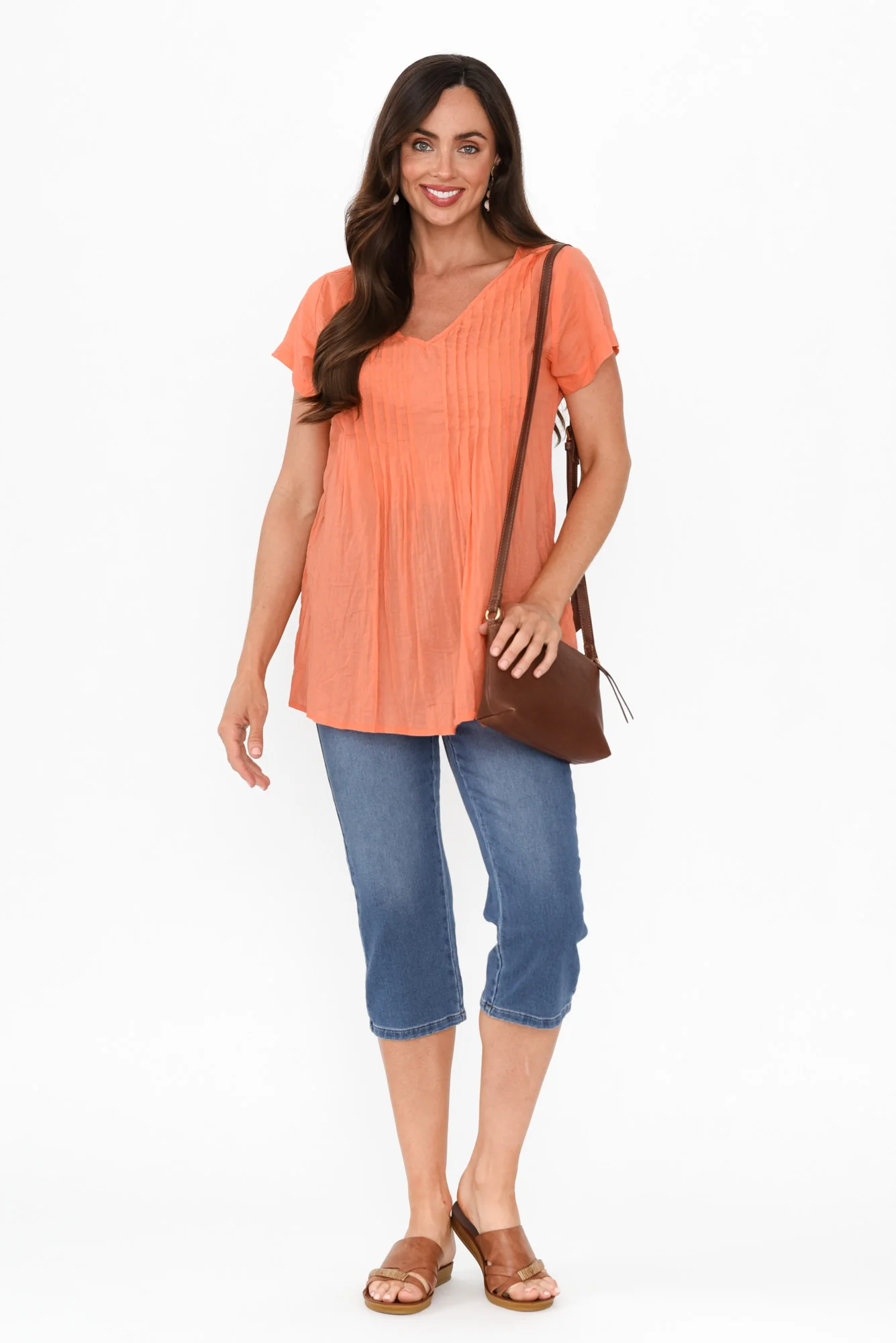 Fia Peach Crinkle Cotton Top