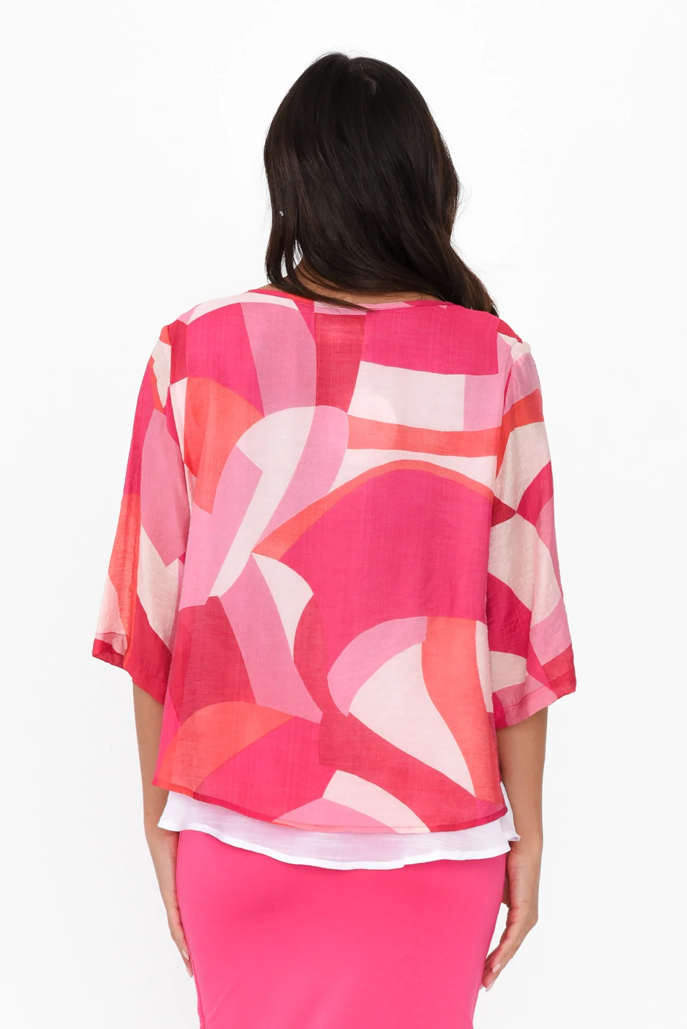 Liora Pink Geo Layered Top