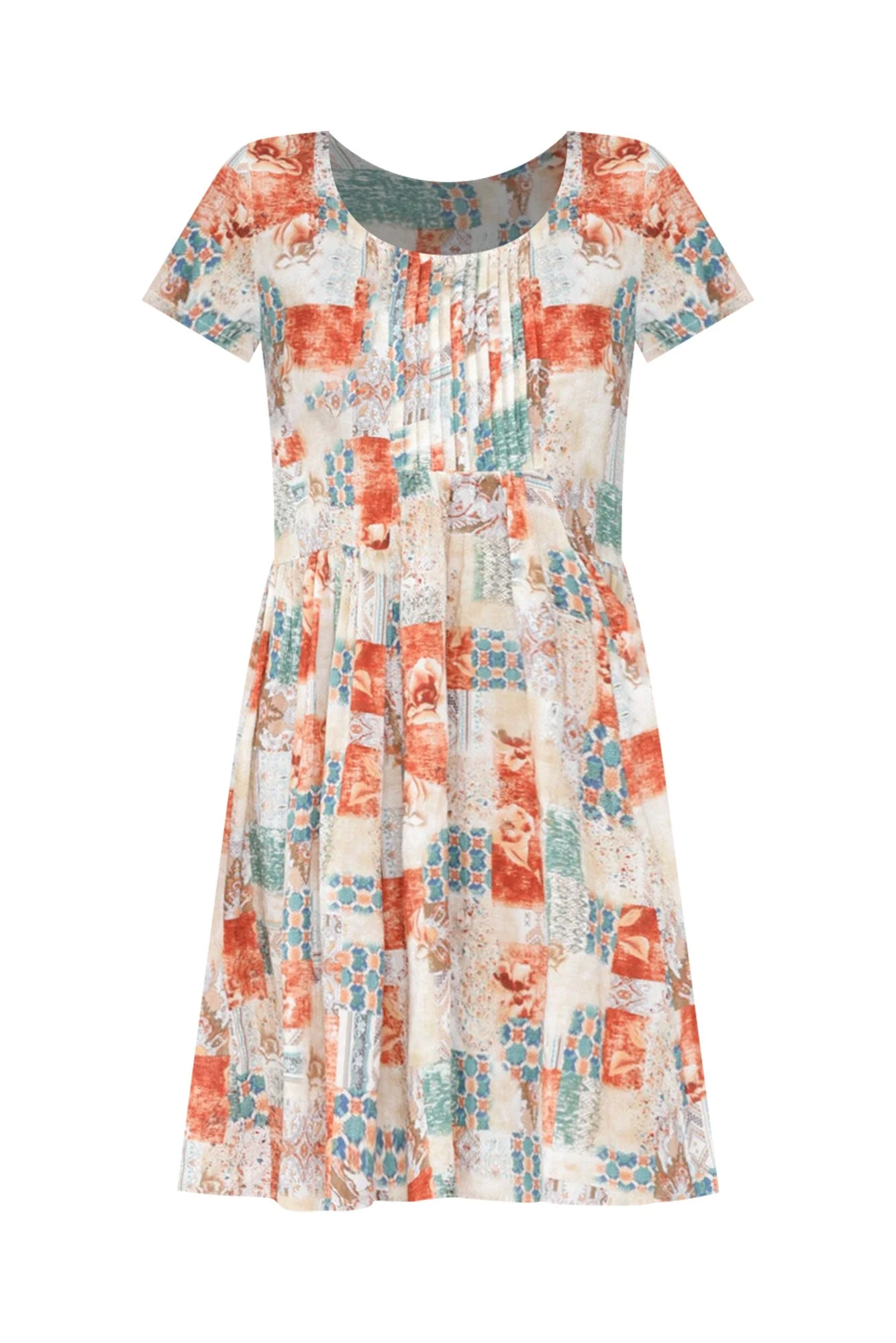 Hanoi Rust Mosaic Cotton Blend Dress