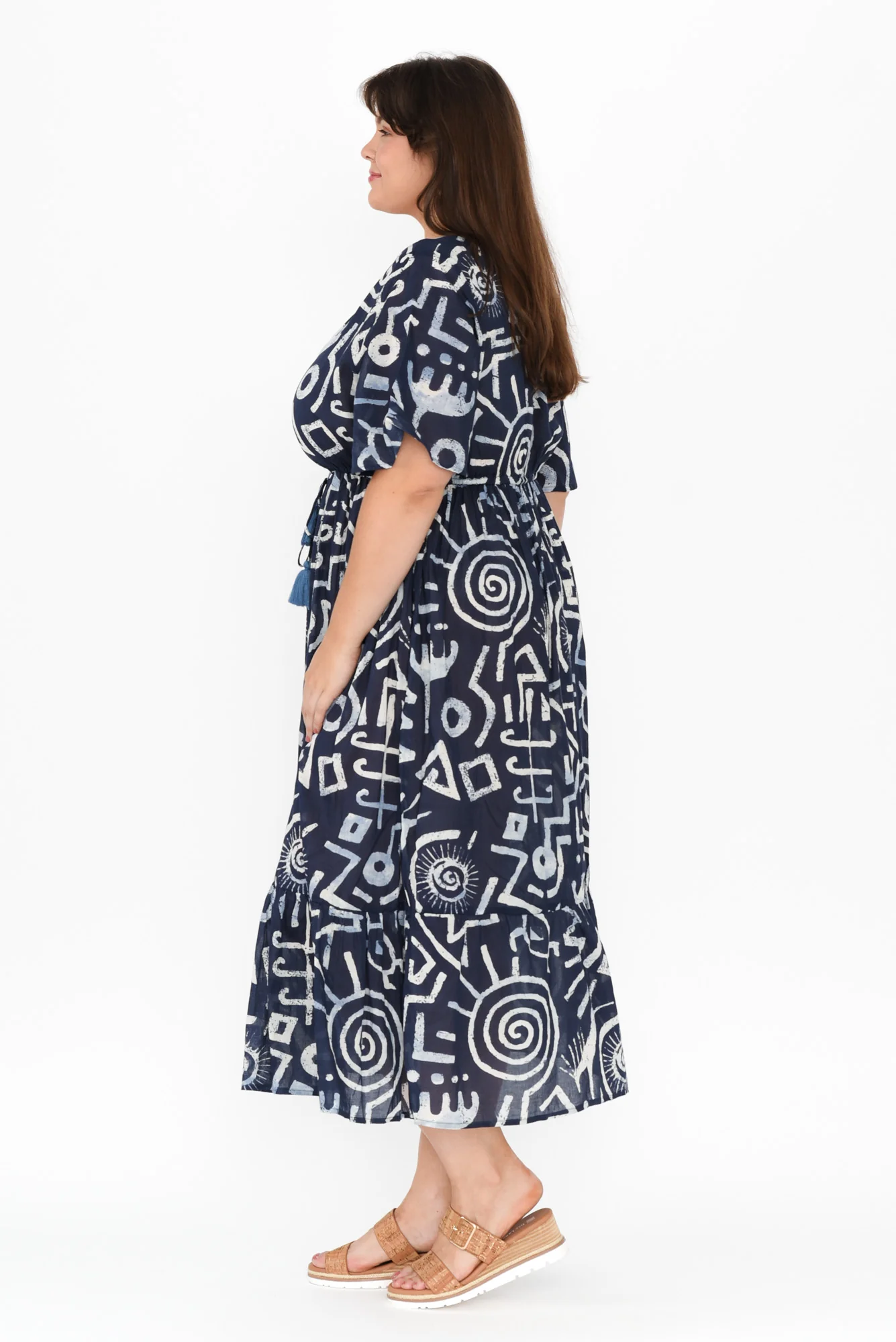 Bella Blue Geo Cotton Tier Dress