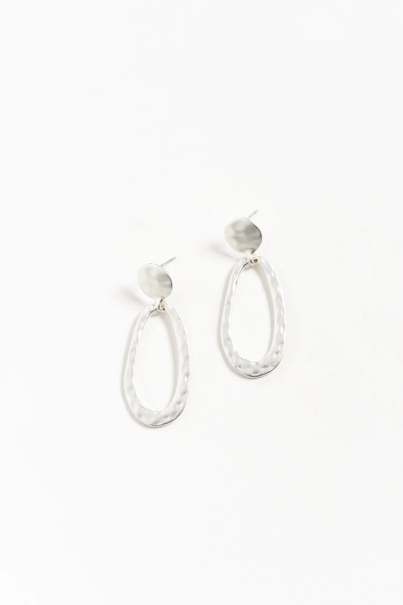 Tulla Silver Oval Drop Earrings