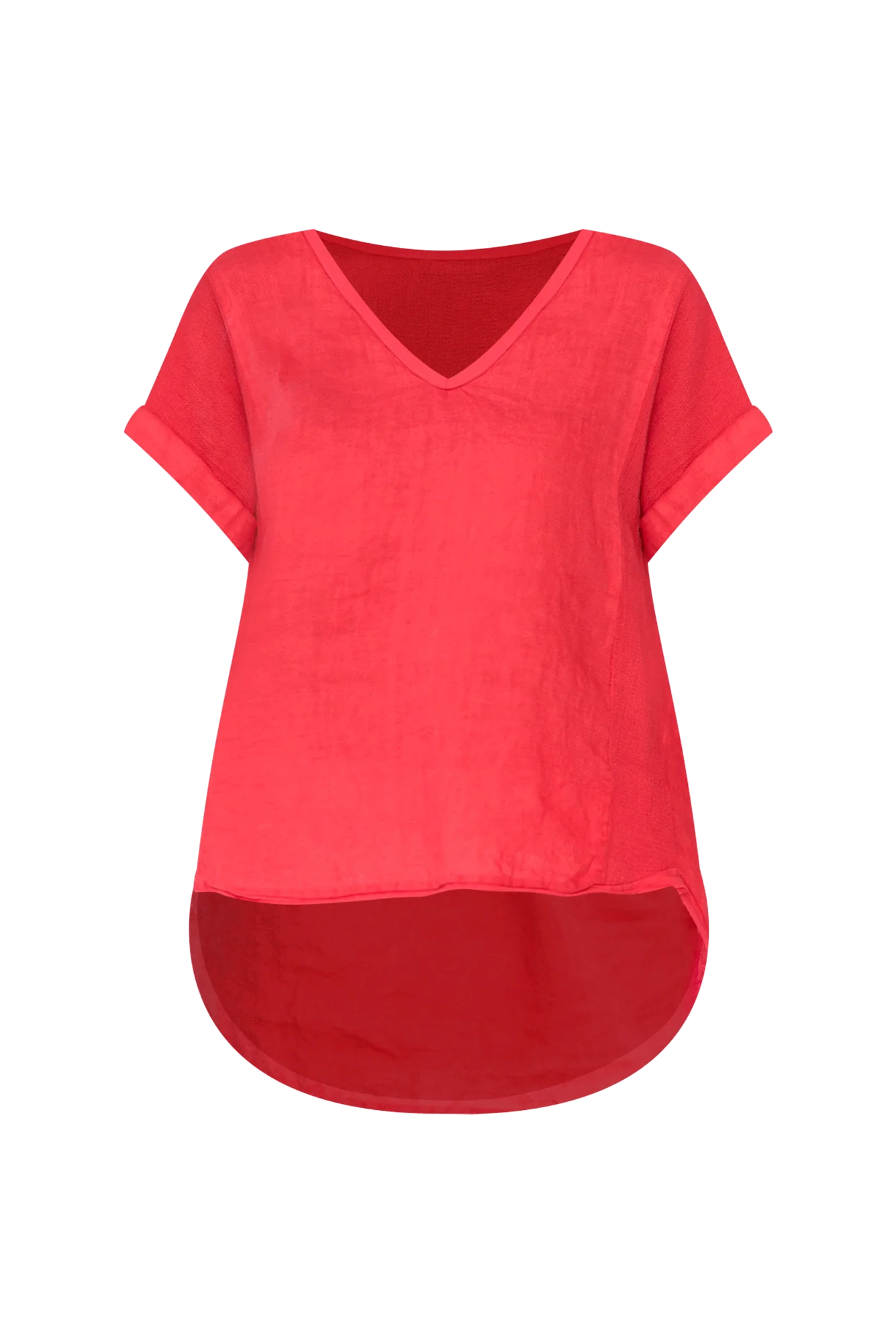 Dorian Red Linen Cotton Top