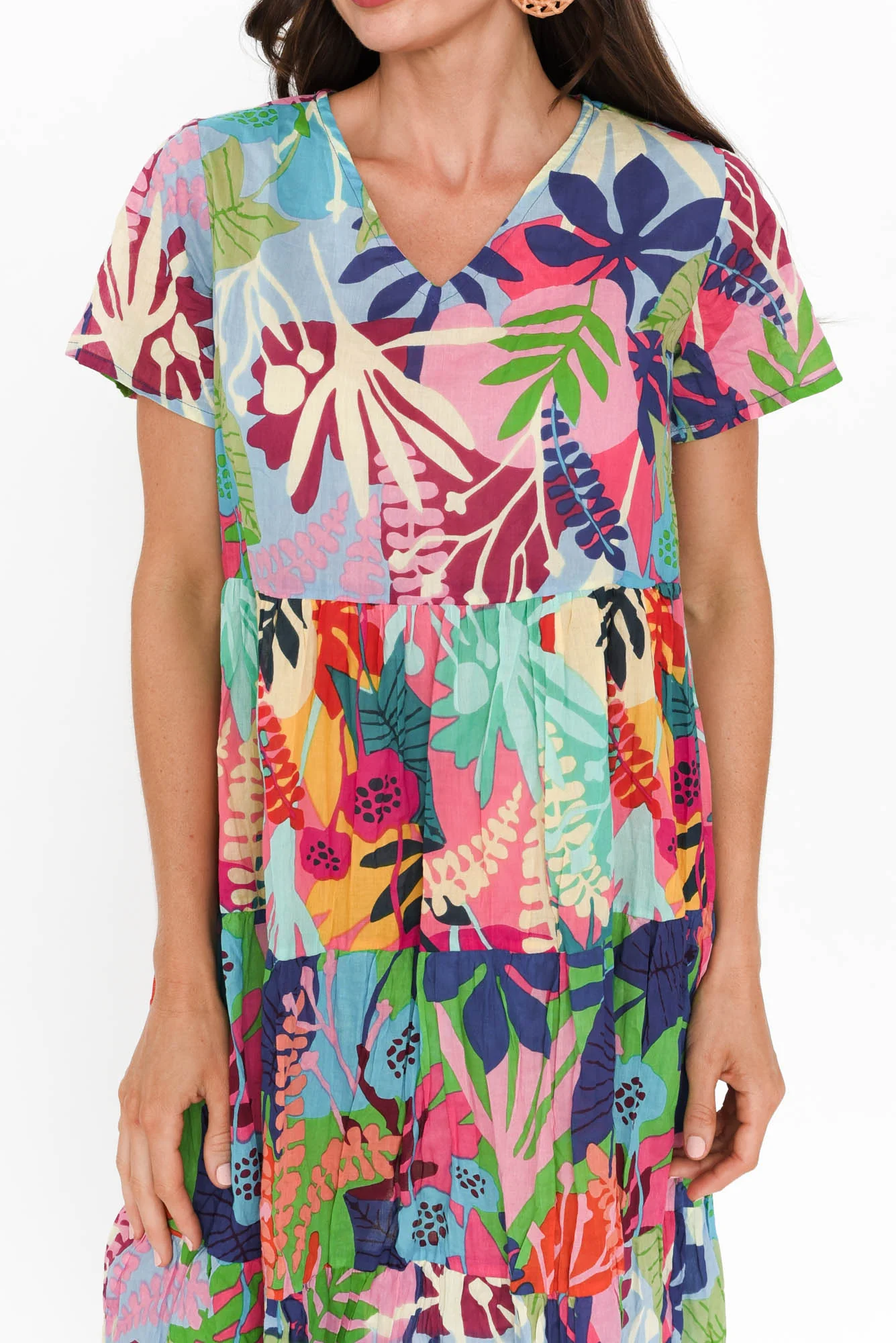 Lania Blue Garden Crinkle Cotton Dress