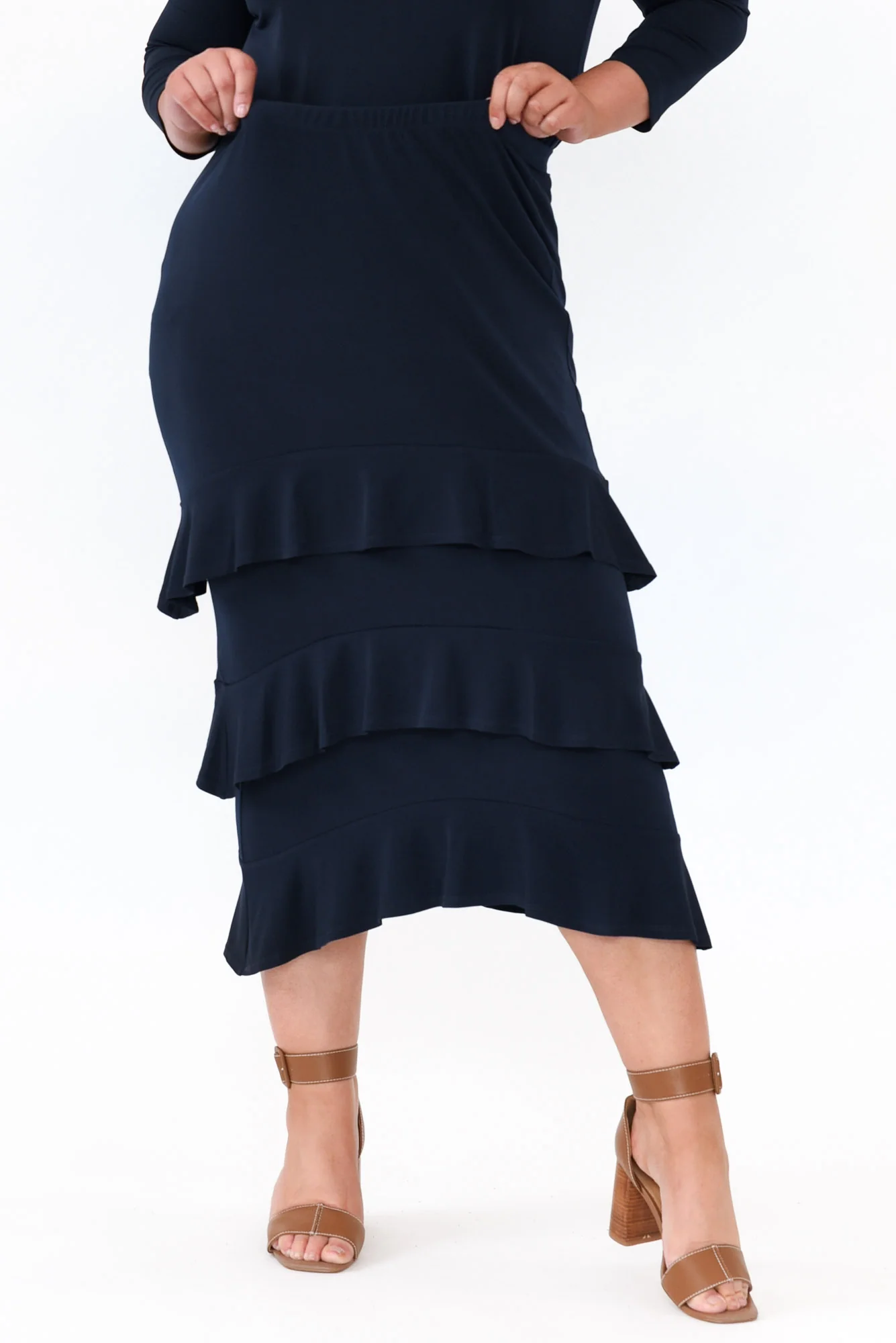 Zella Navy Tiered Frill Skirt