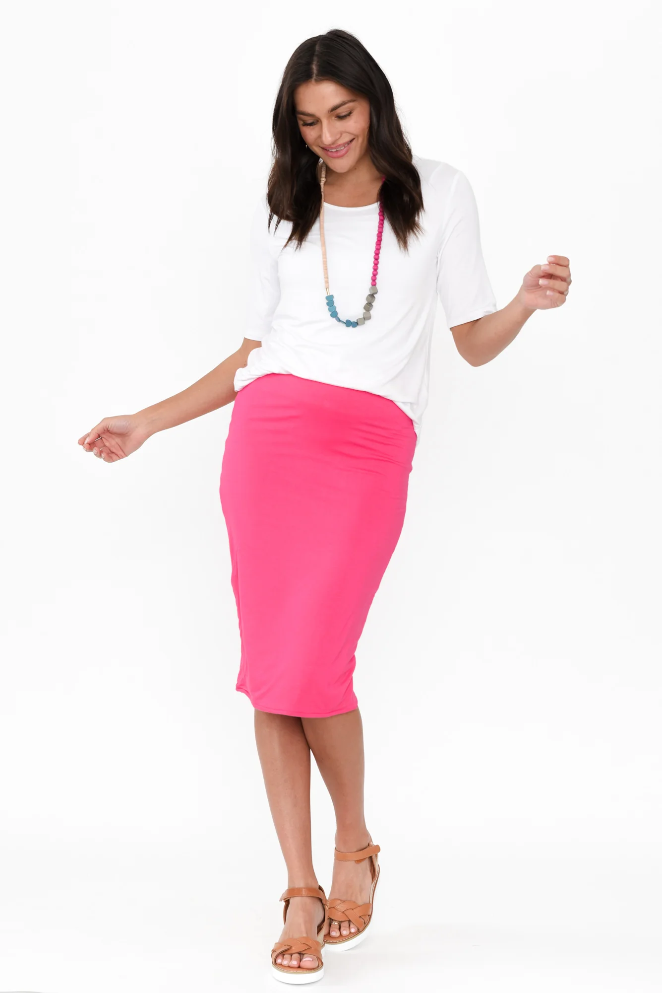 Cara Hot Pink Bamboo Blend Tube Skirt