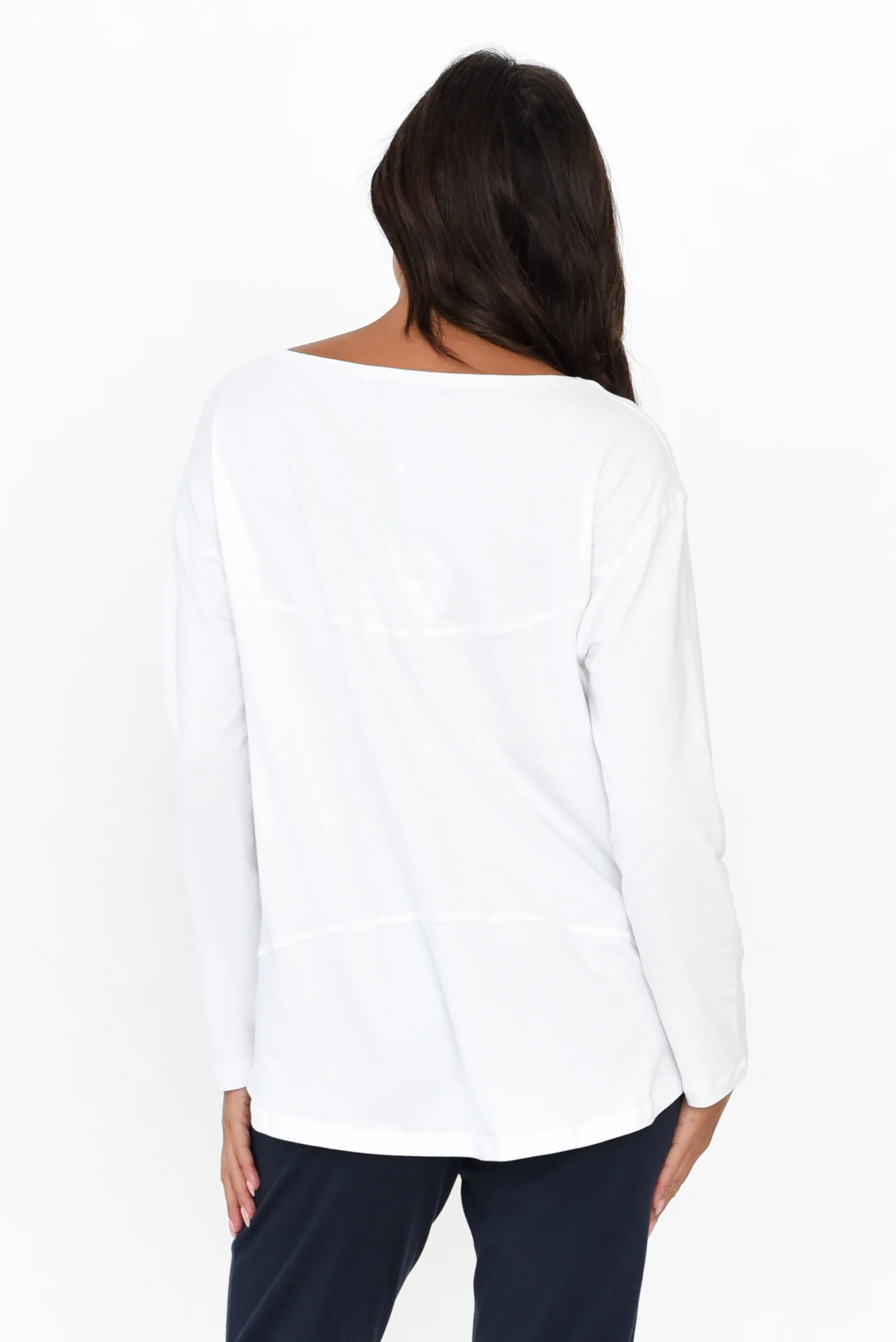 Moya White Cotton Hi Lo Top
