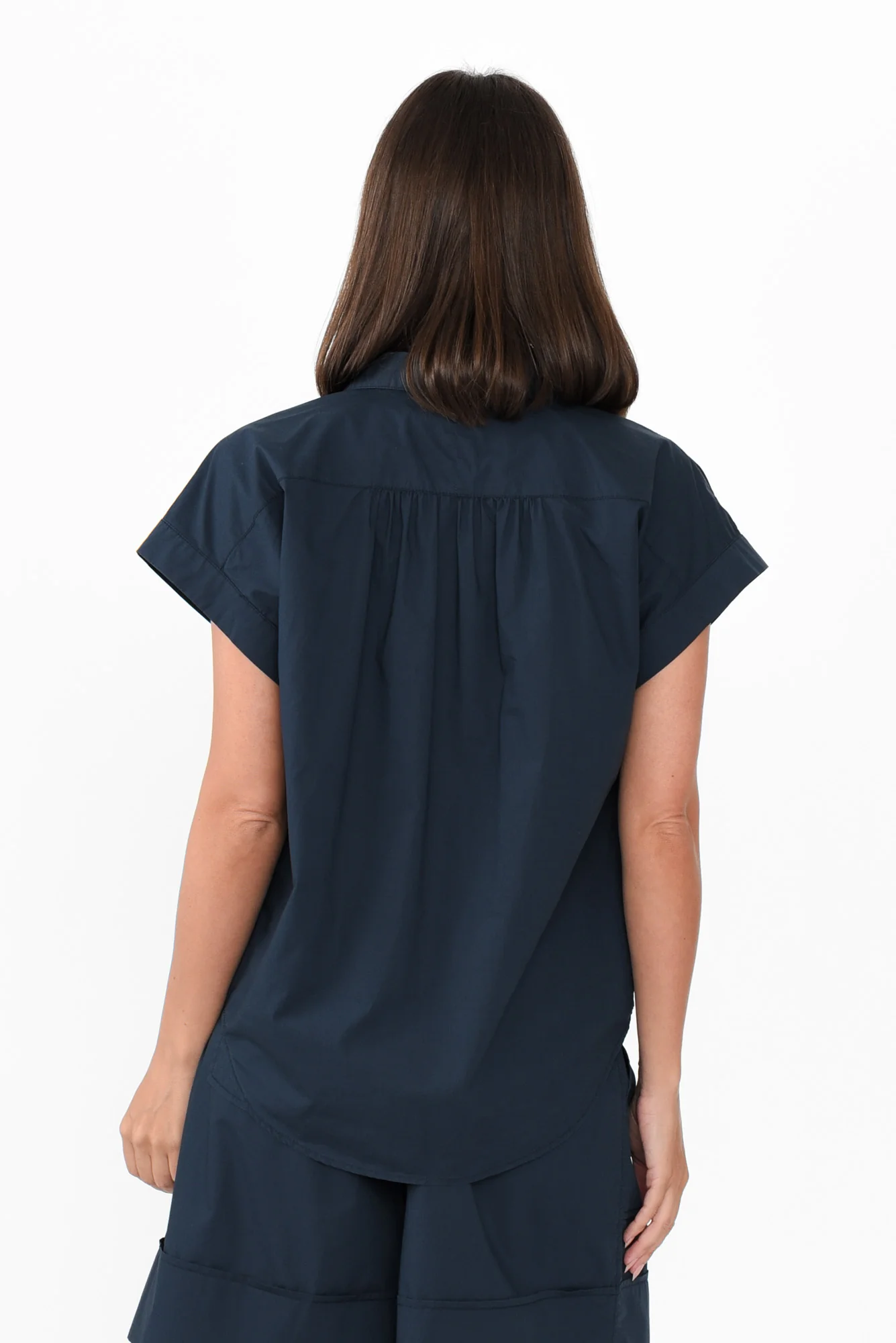 Harlyn Navy Cap Sleeve Shirt