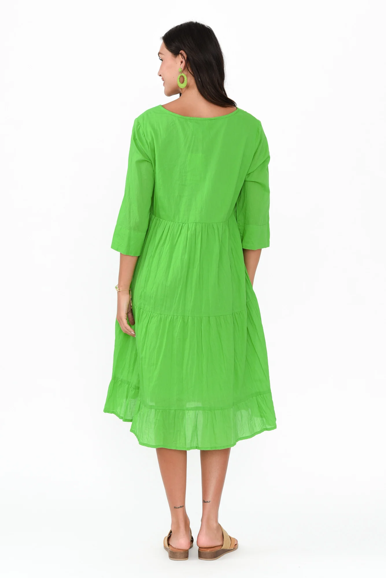 Milana Lime Crinkle Cotton Dress