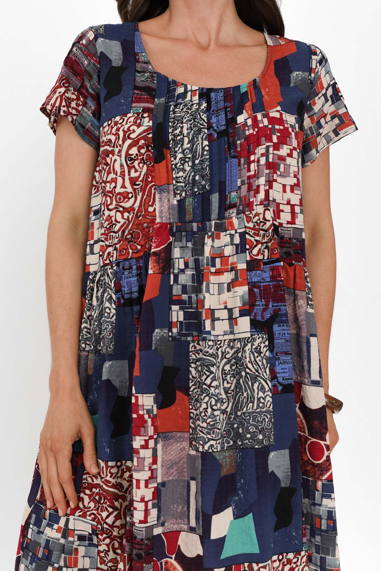 Hanoi Navy Abstract Cotton Blend Dress