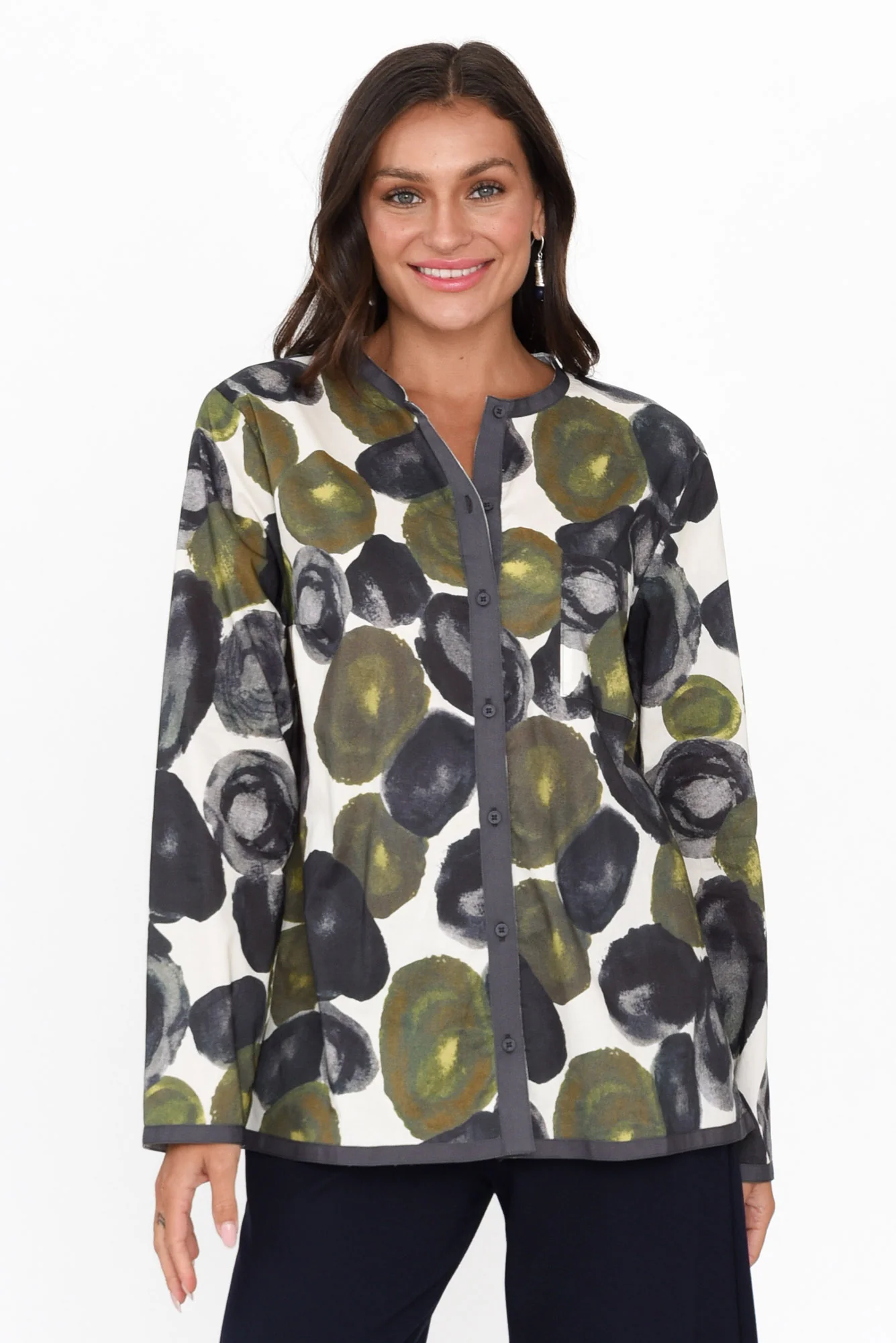 Mori Green Abstract Cotton Shirt