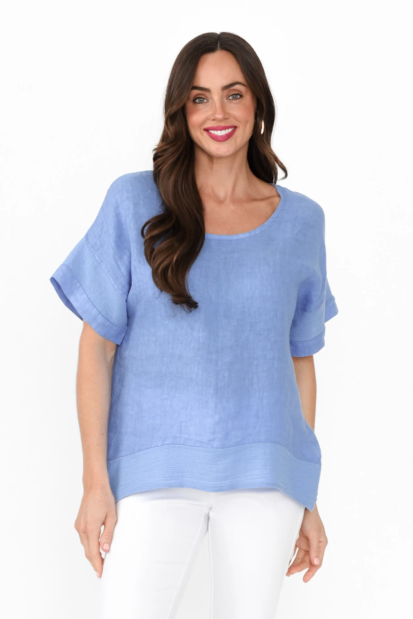 Kaya Blue Linen Top