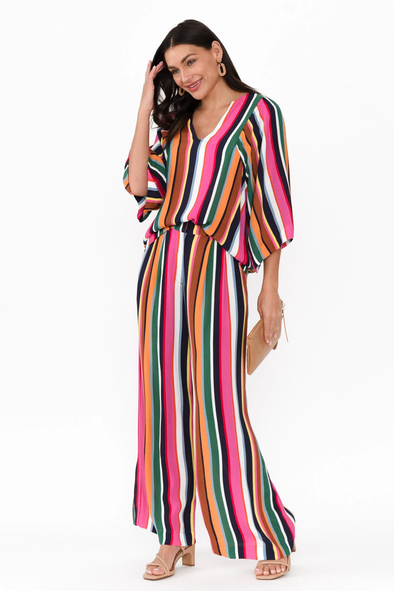 Dream Factory Multi Stripe Wide Leg Pants