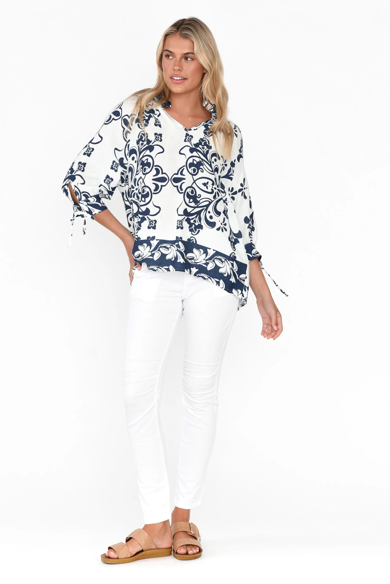 Ida White Cotton Stretch Pants