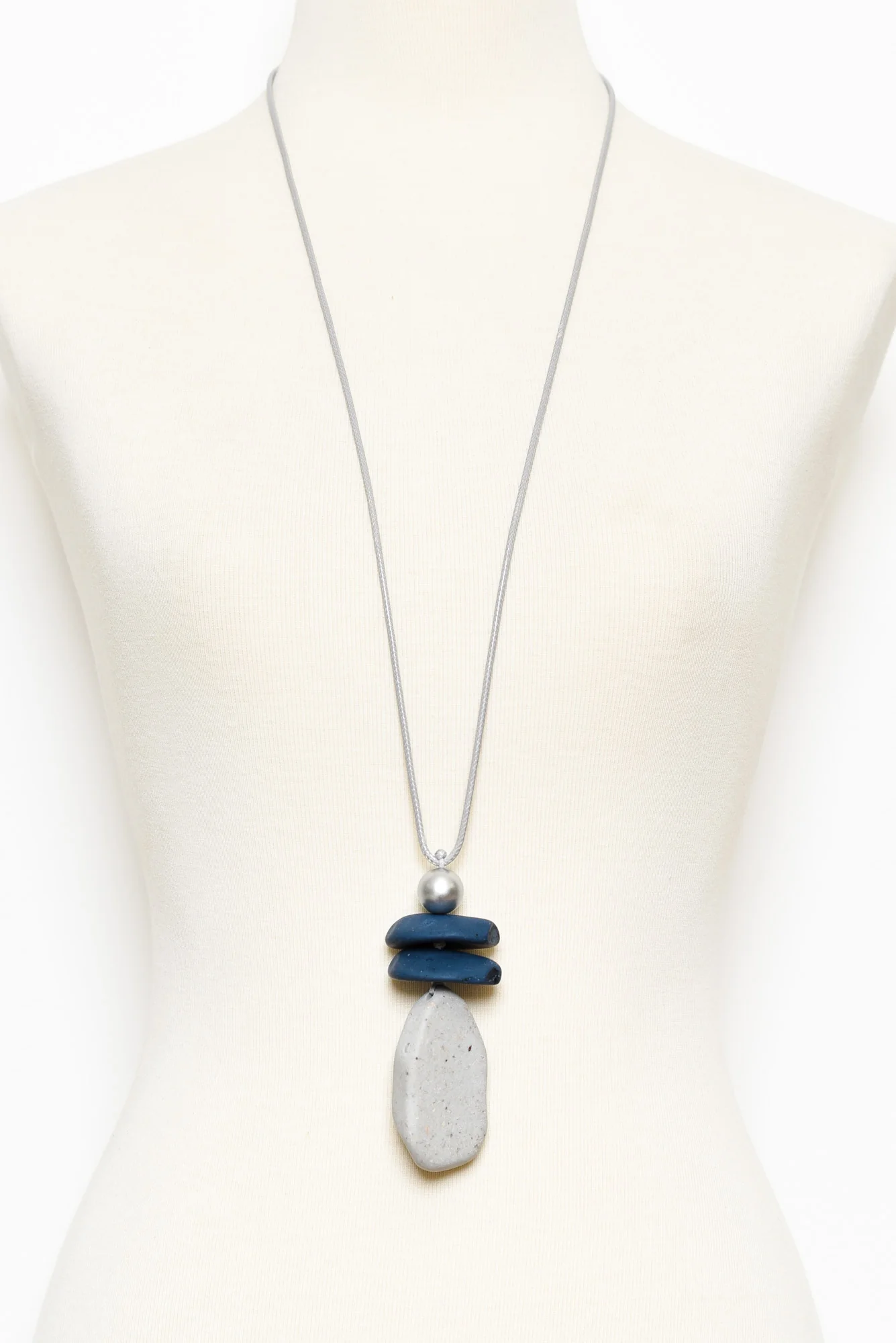 Lecce Grey Stone Pendant Necklace