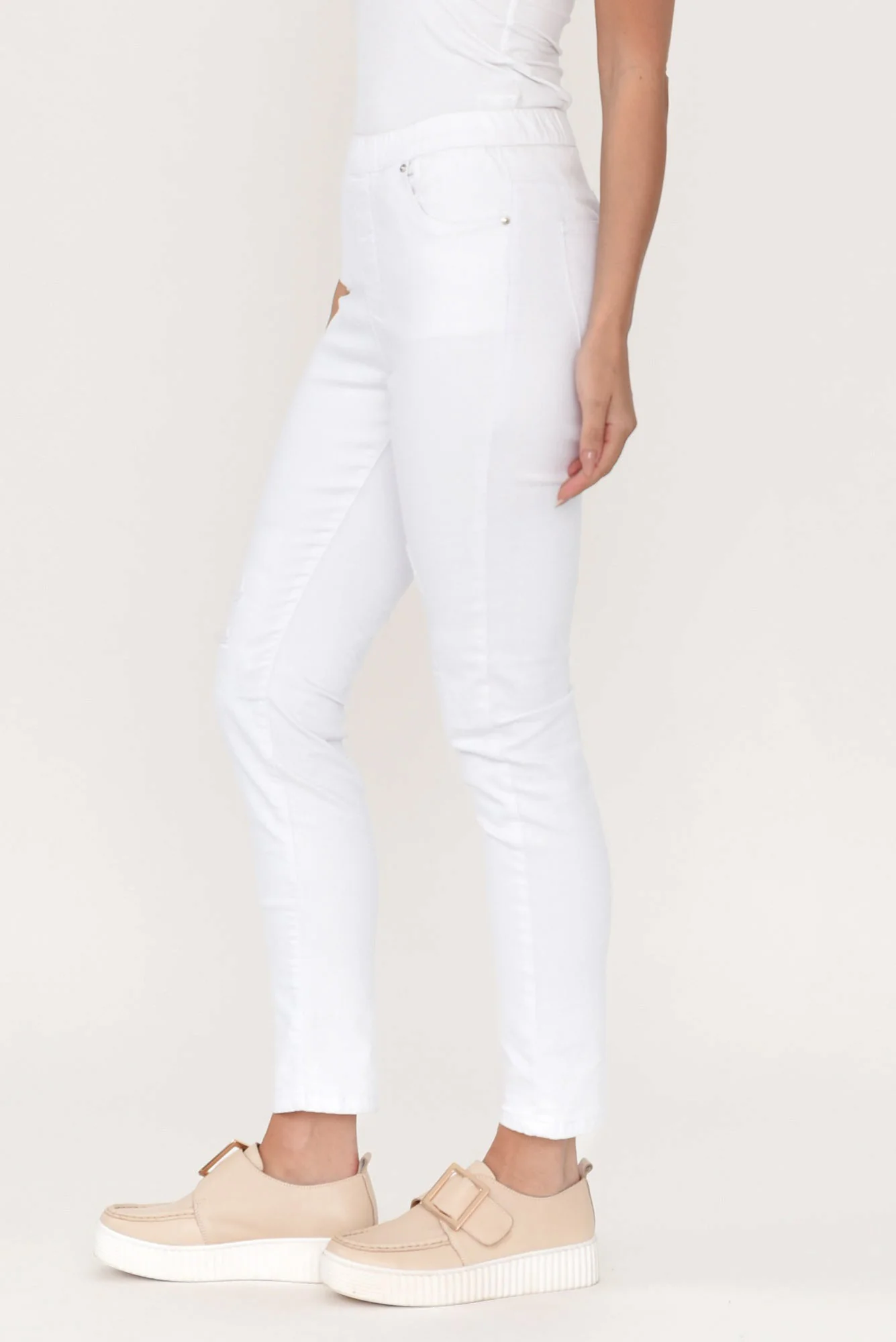 Zadie Distressed White Stretch Jeans