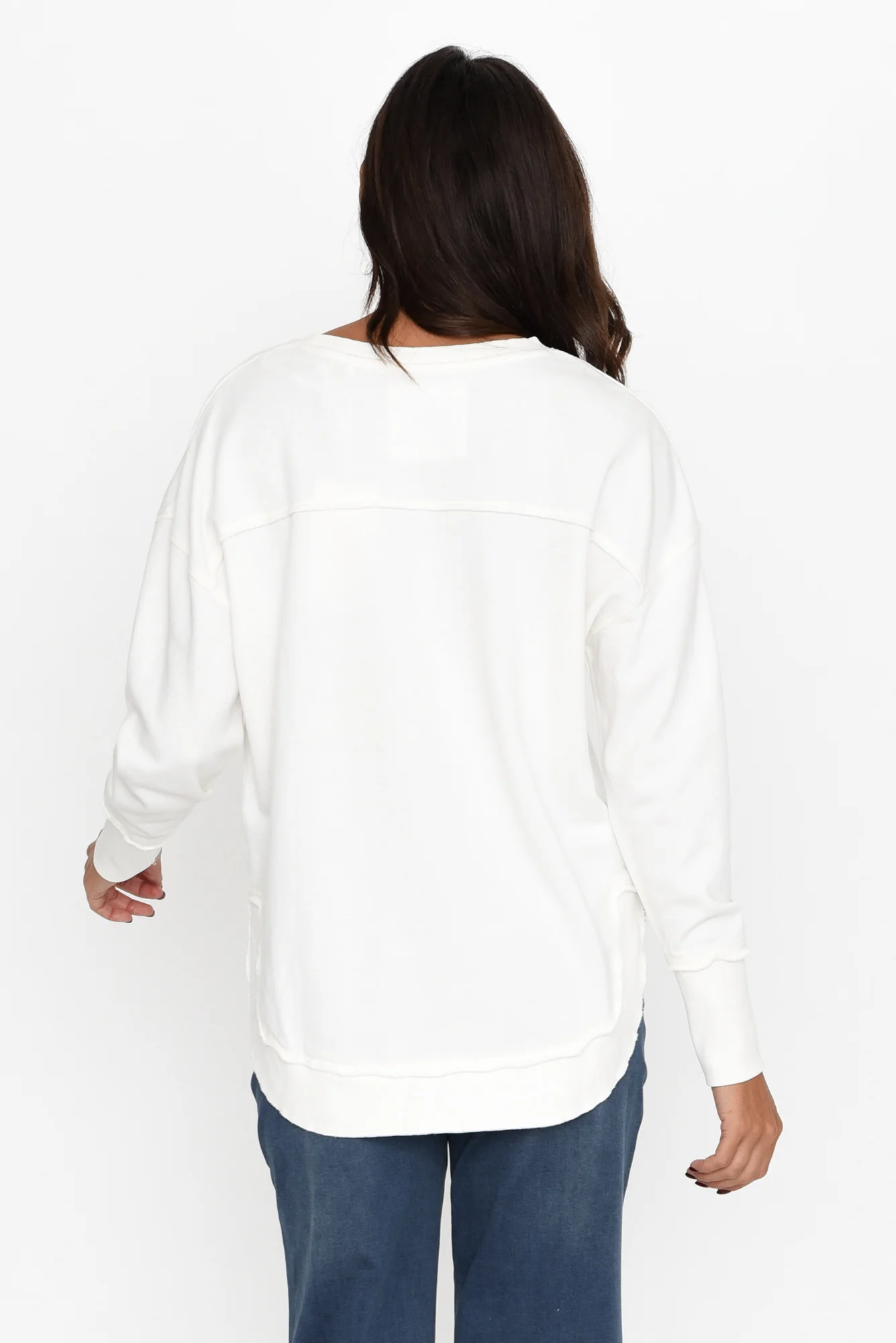 Simplified White Crewneck Jumper