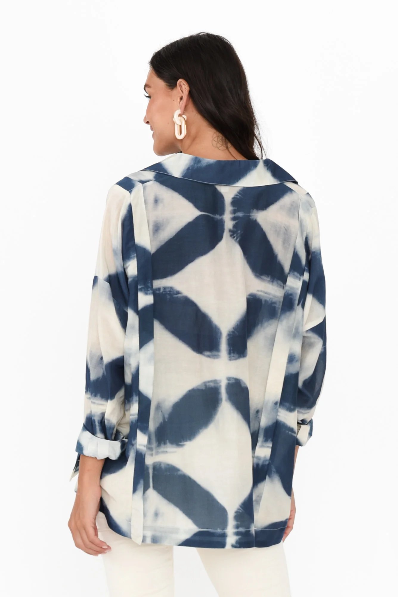 Arona Blue Diamond Cotton Silk Shirt