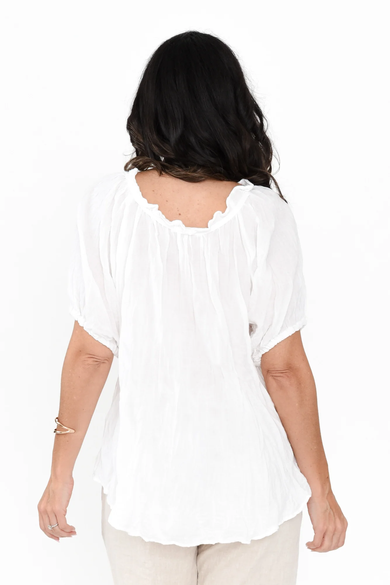 Lumi White Crinkle Cotton Top