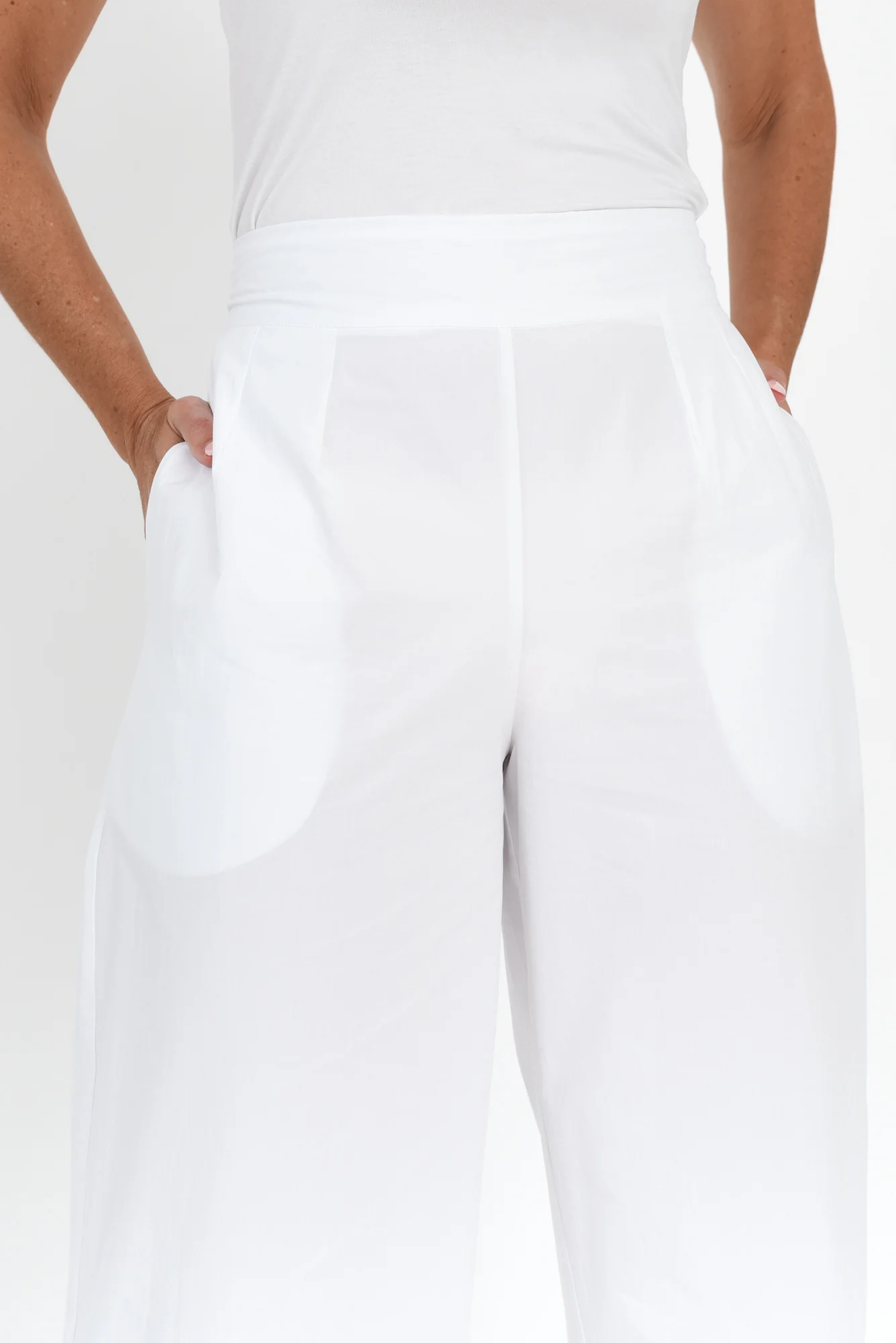 Betta White Cotton Wide Leg Pants
