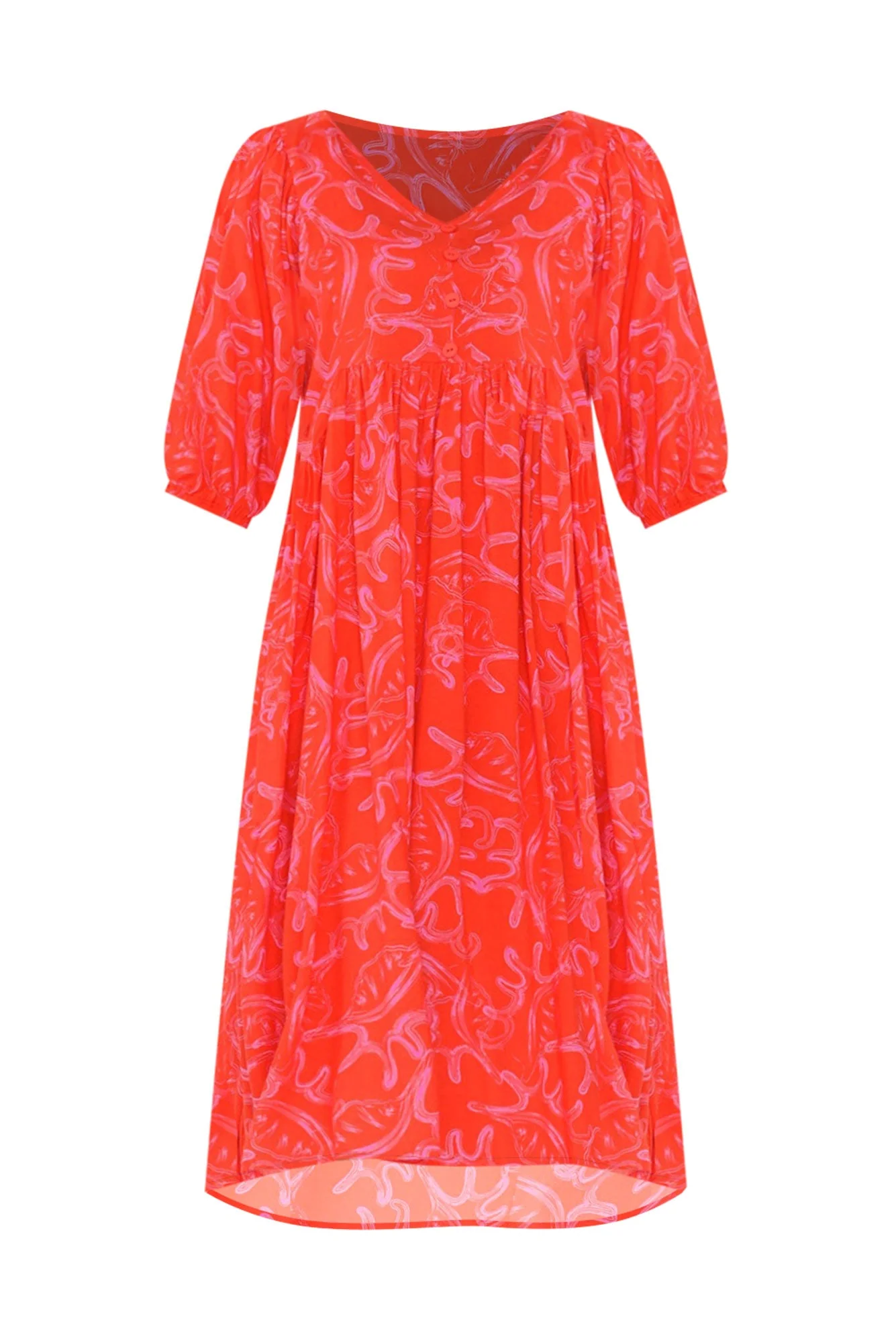 Pansy Red Abstract Pocket Dress