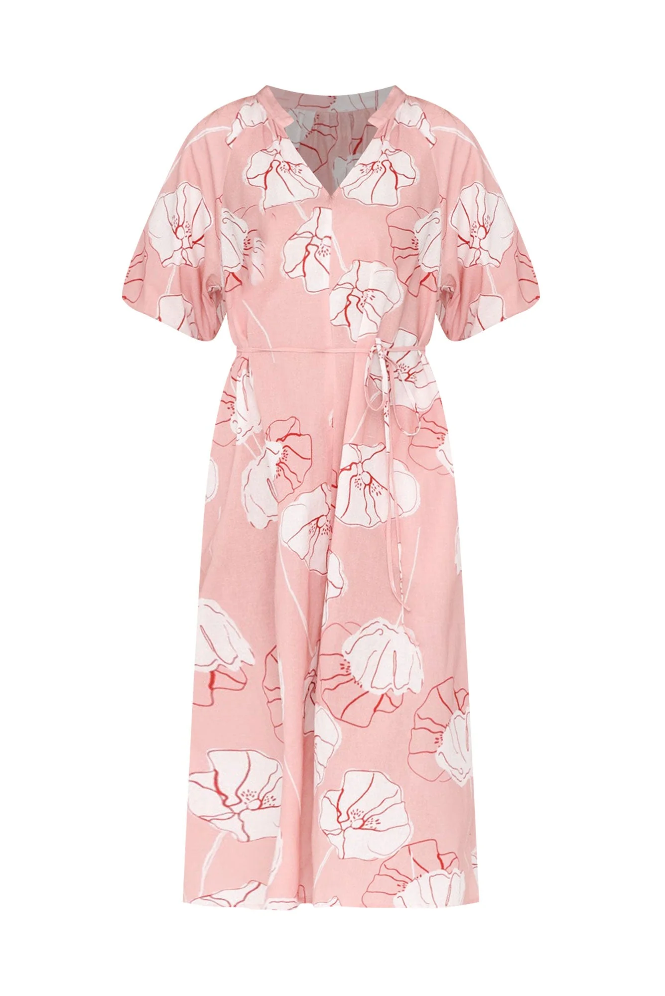Janessa Pink Floral Tie Dress
