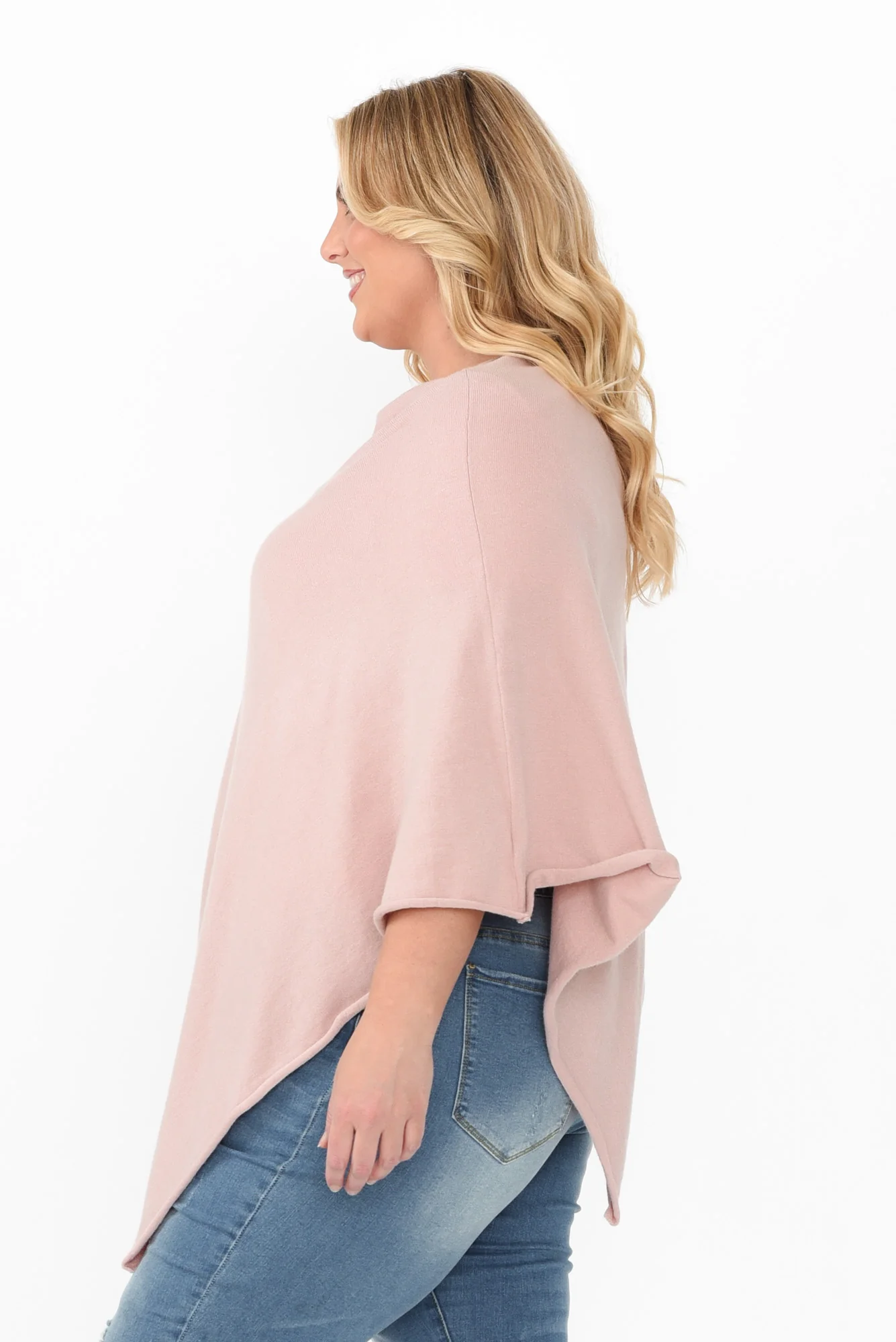 Amy Light Pink Wool Blend Poncho