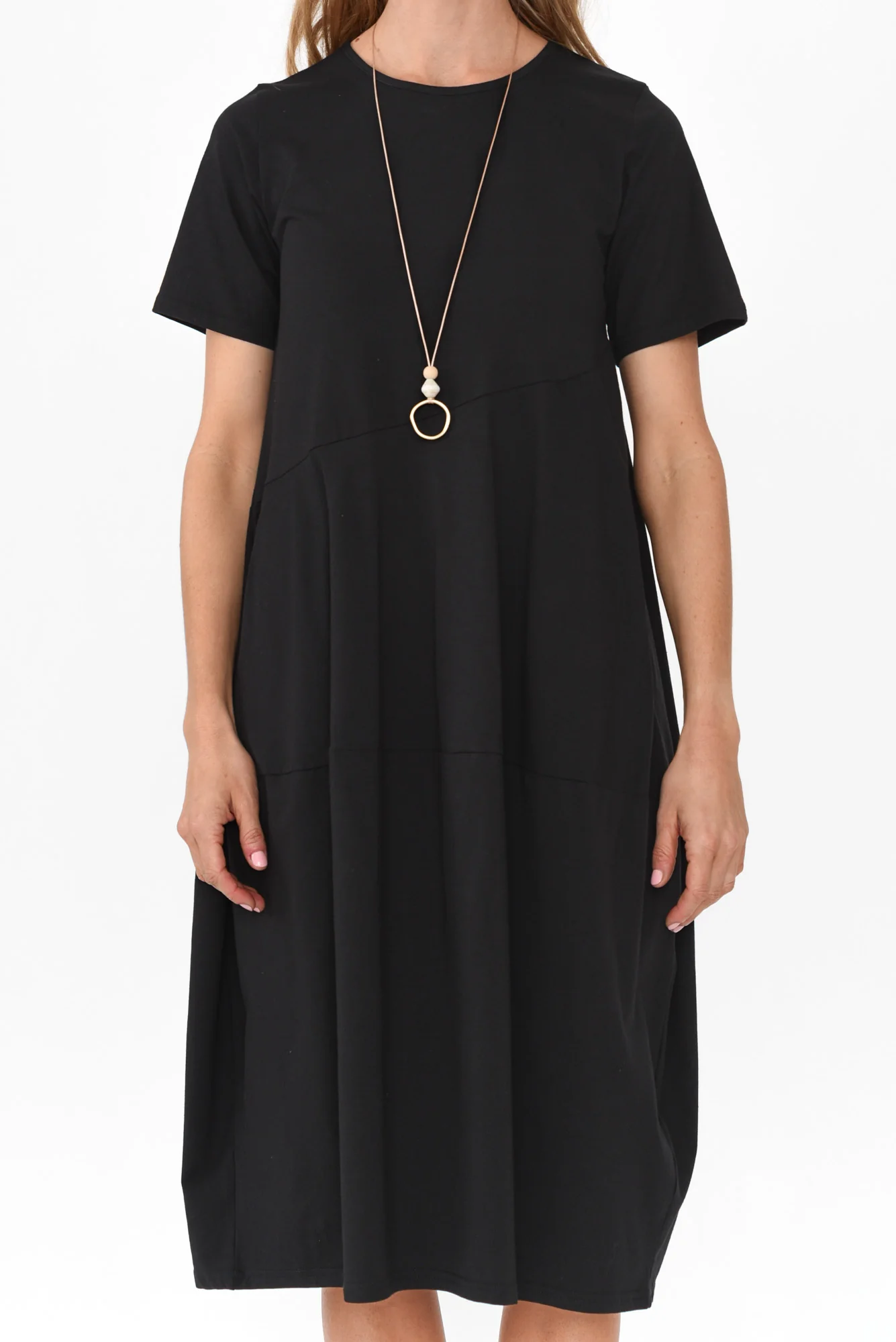 Morgan Black Diagonal Seam Dress