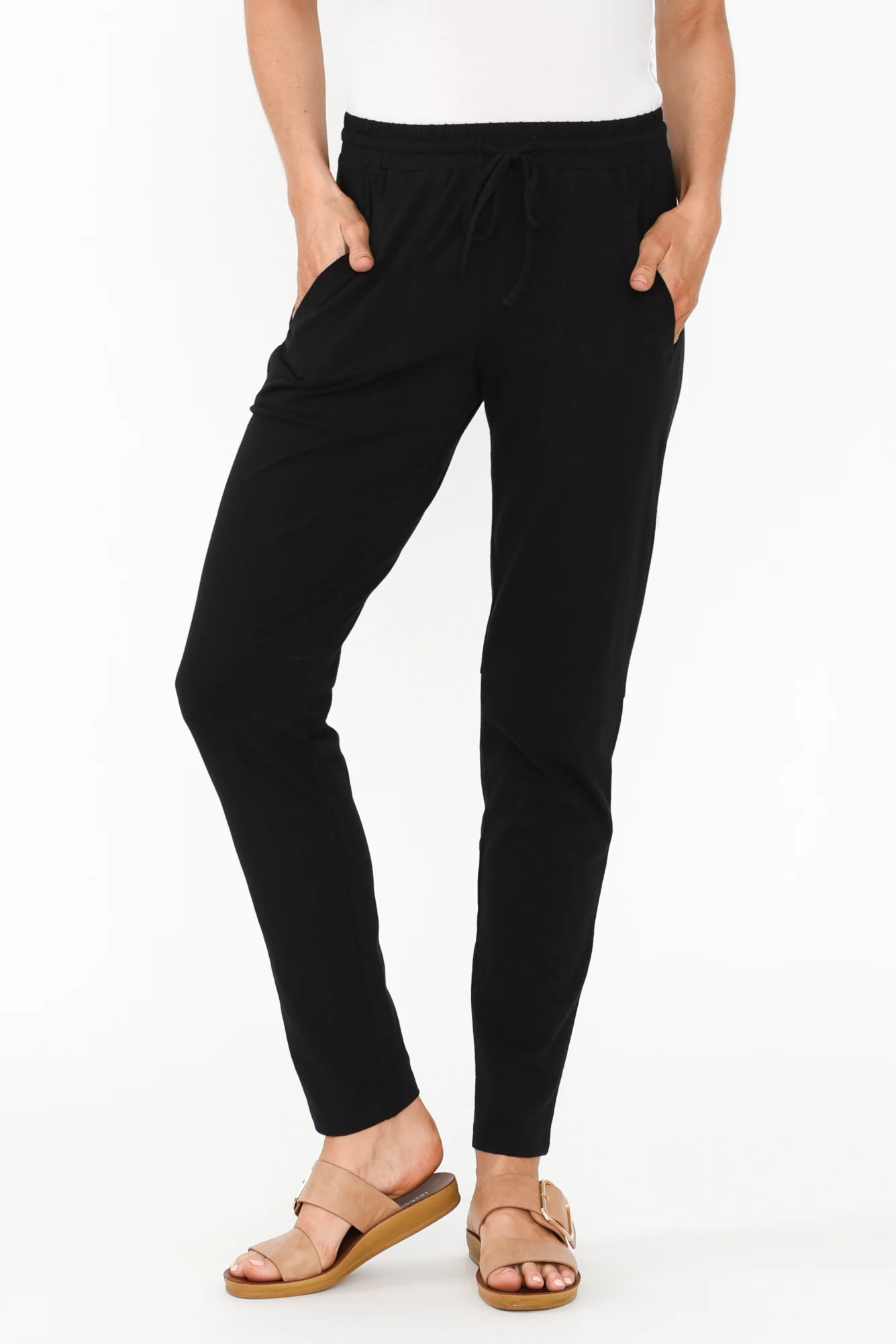 Timmy Black Cotton Drawstring Pants