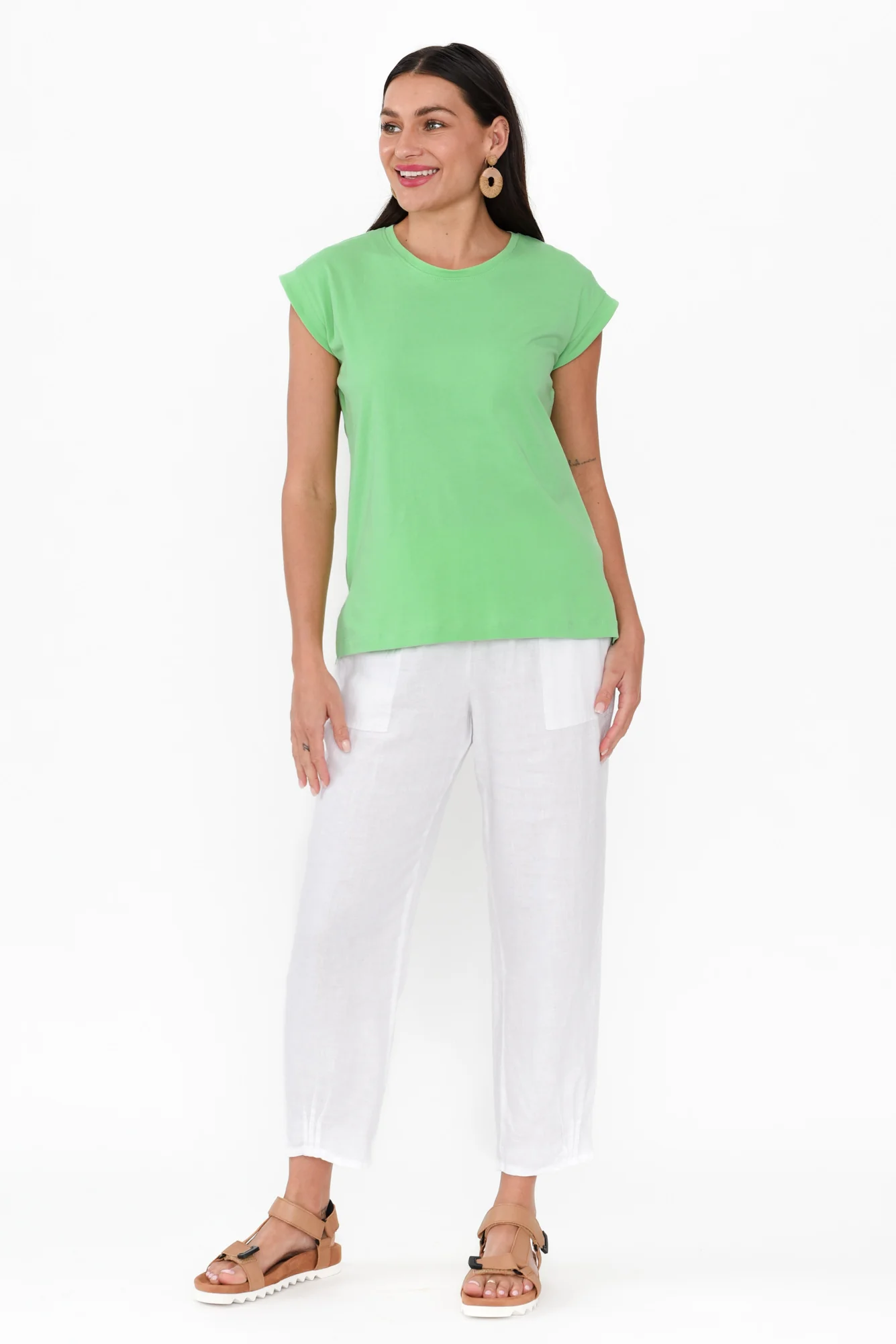Michaela Green Cotton Top