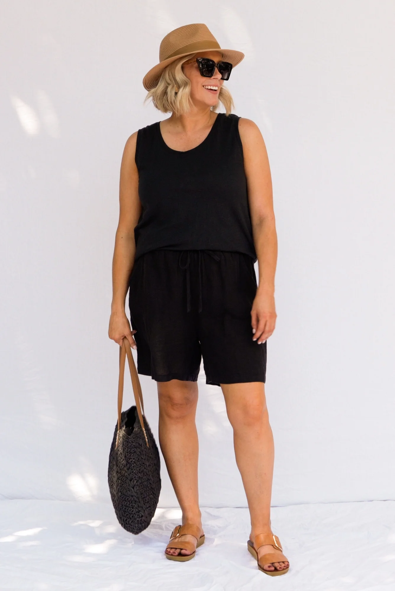 Astoria Black Linen Drawstring Shorts