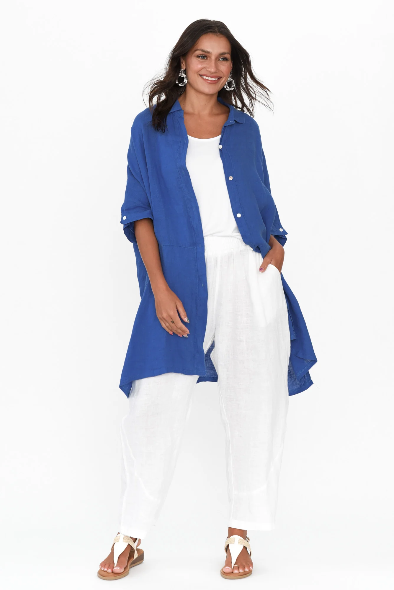 McKenna Ocean Linen Button Tunic