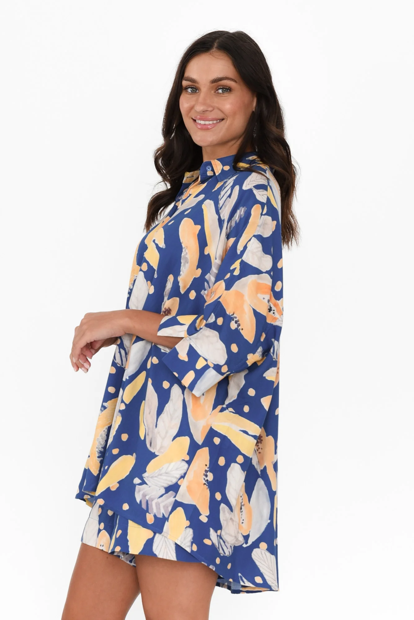 Calisa Blue Fruity Collared Shirt