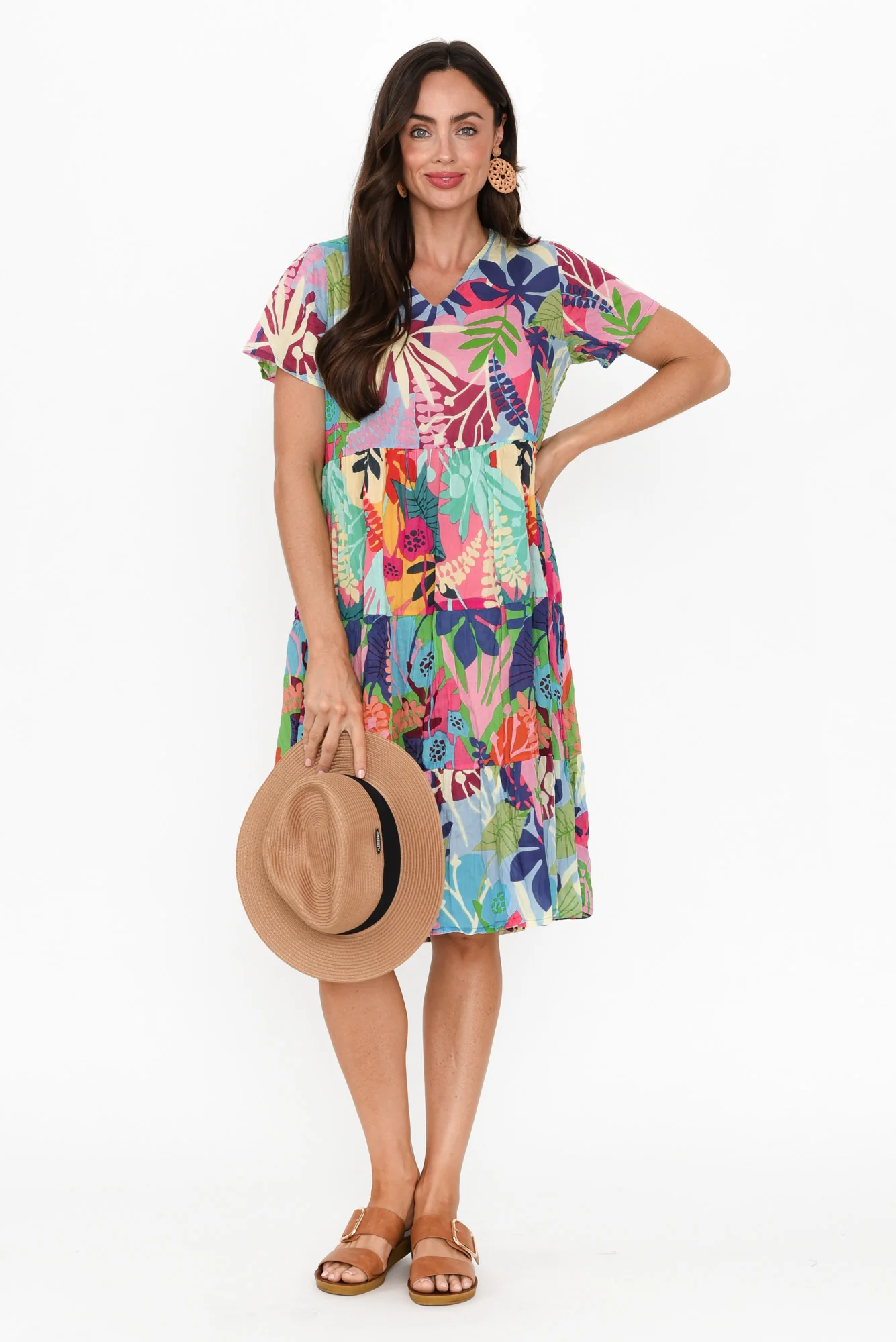 Lania Blue Garden Crinkle Cotton Dress