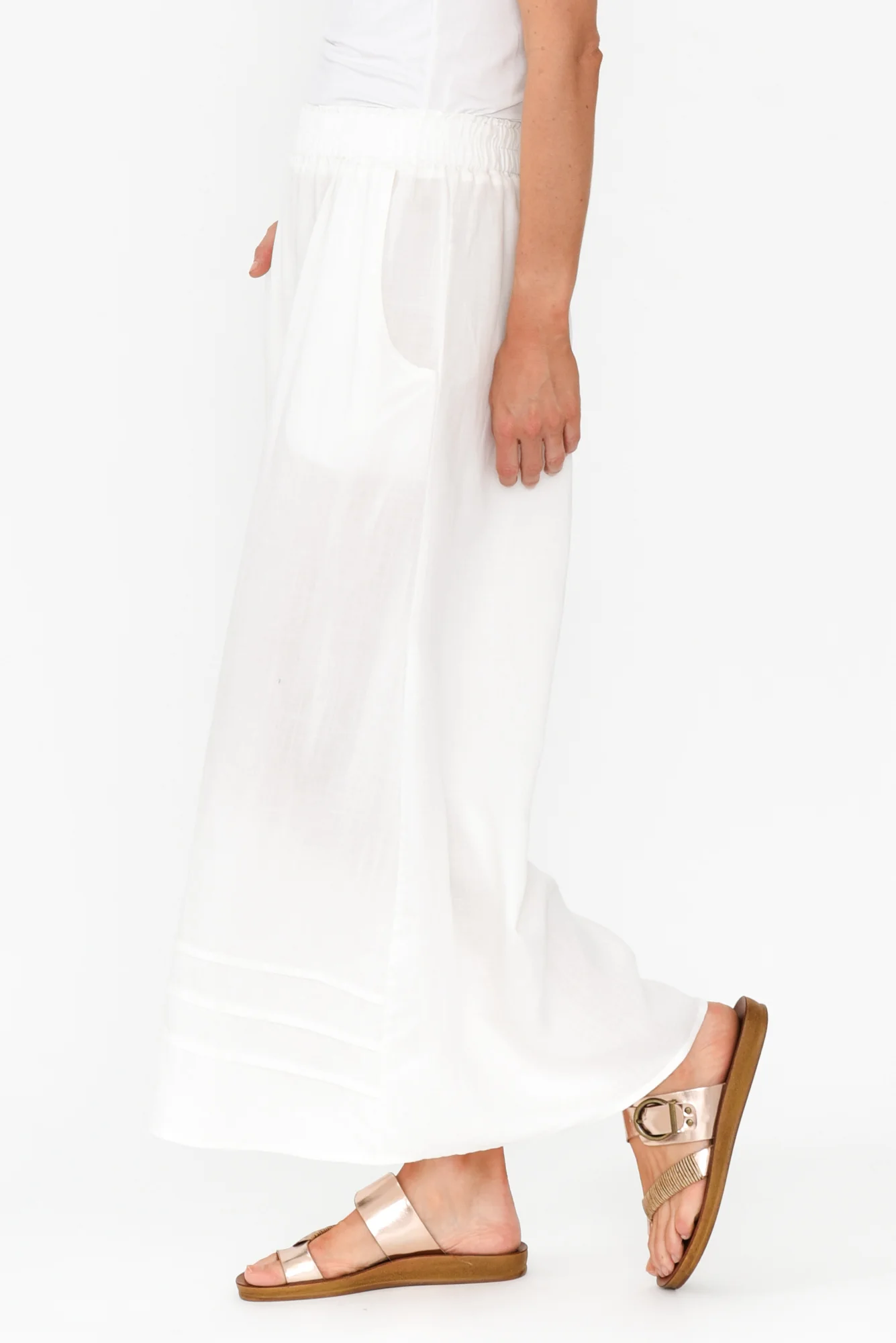 Kaleo White Linen Blend Pants