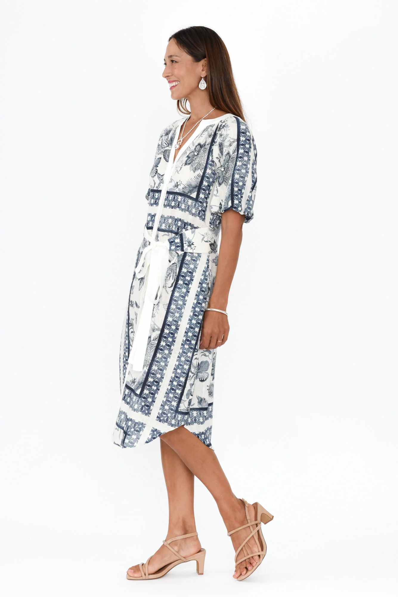 Bijou Ink Floral Linen Blend Dress