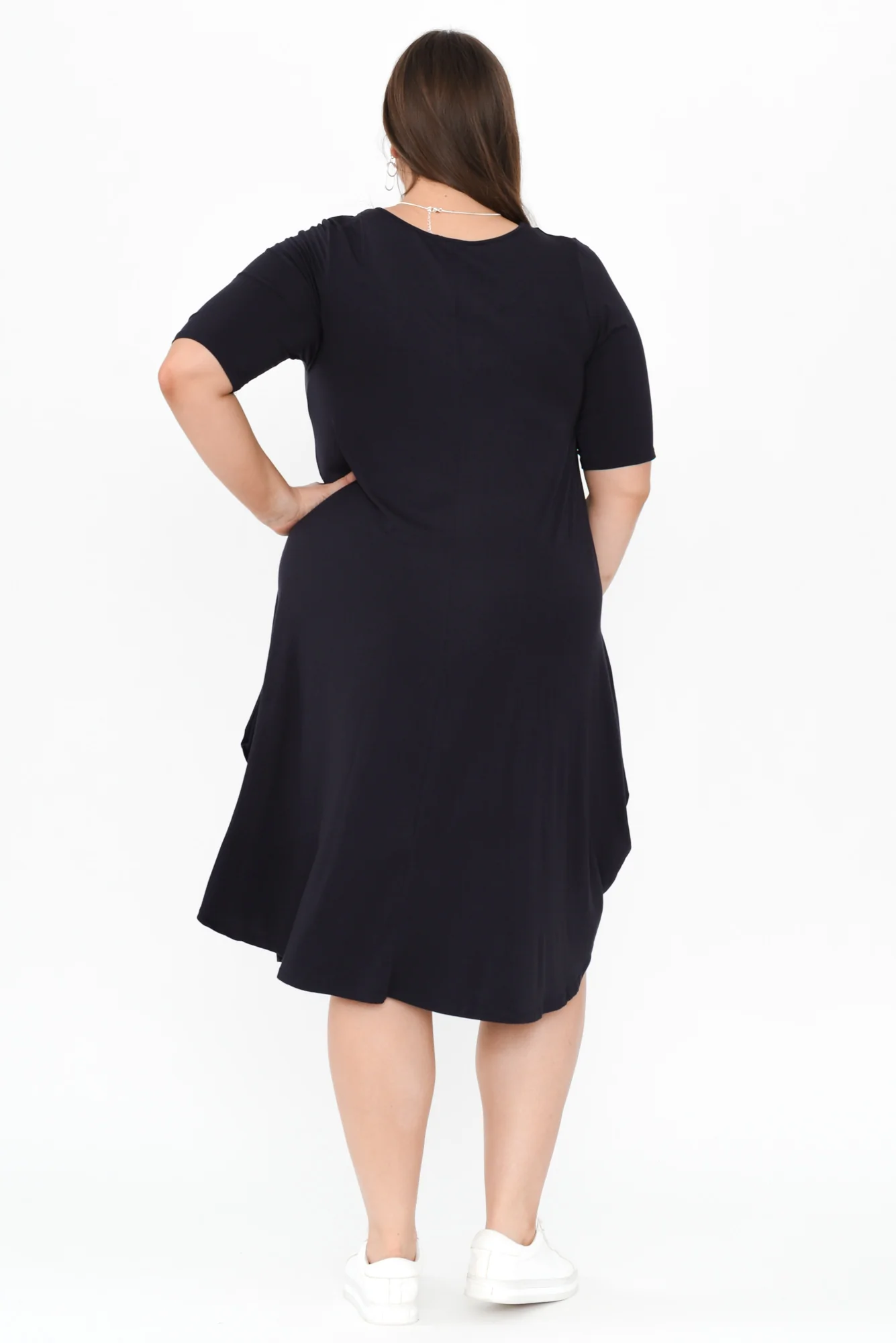 Navy Micro Modal Tri Drape Dress
