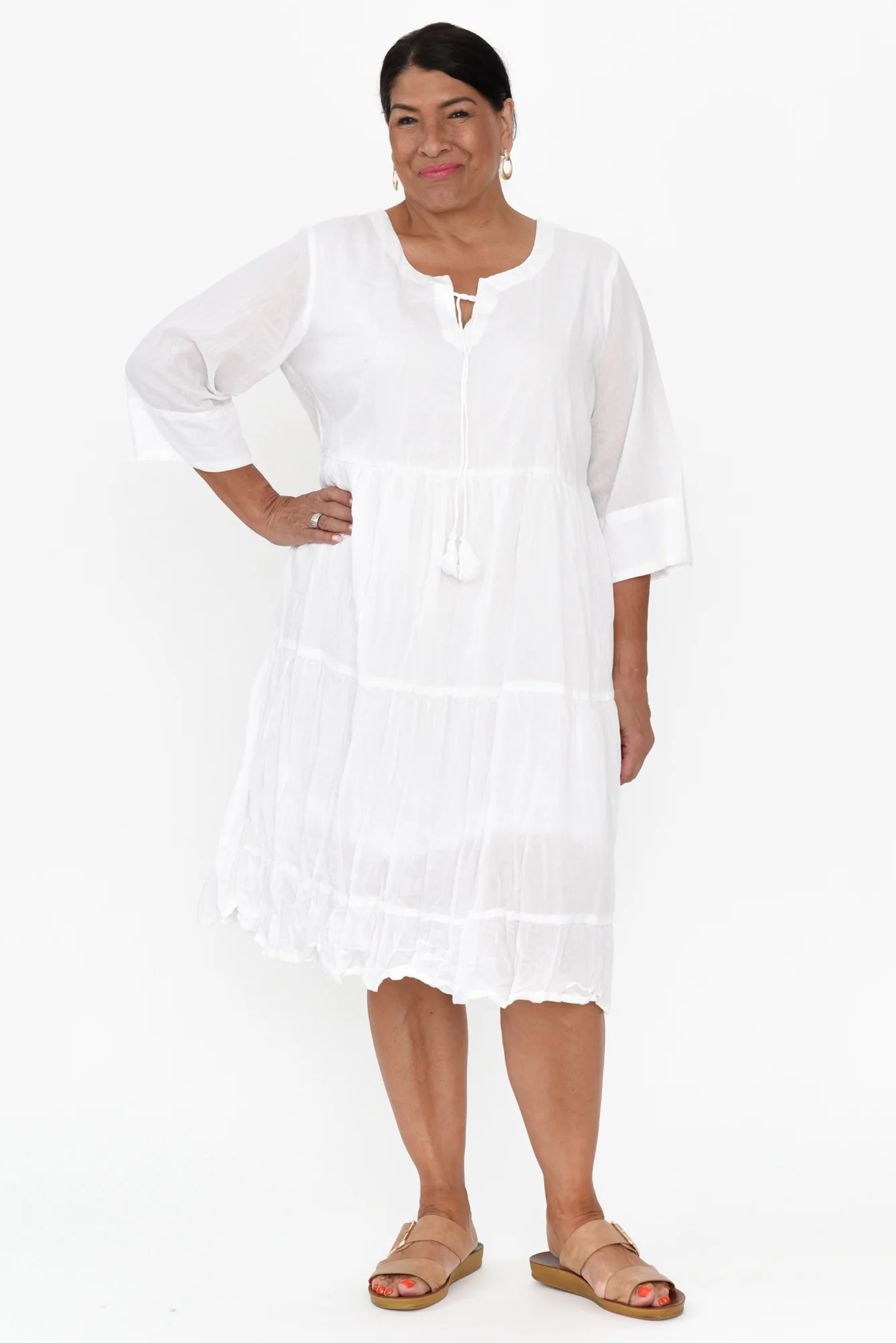 Milana White Crinkle Cotton Dress
