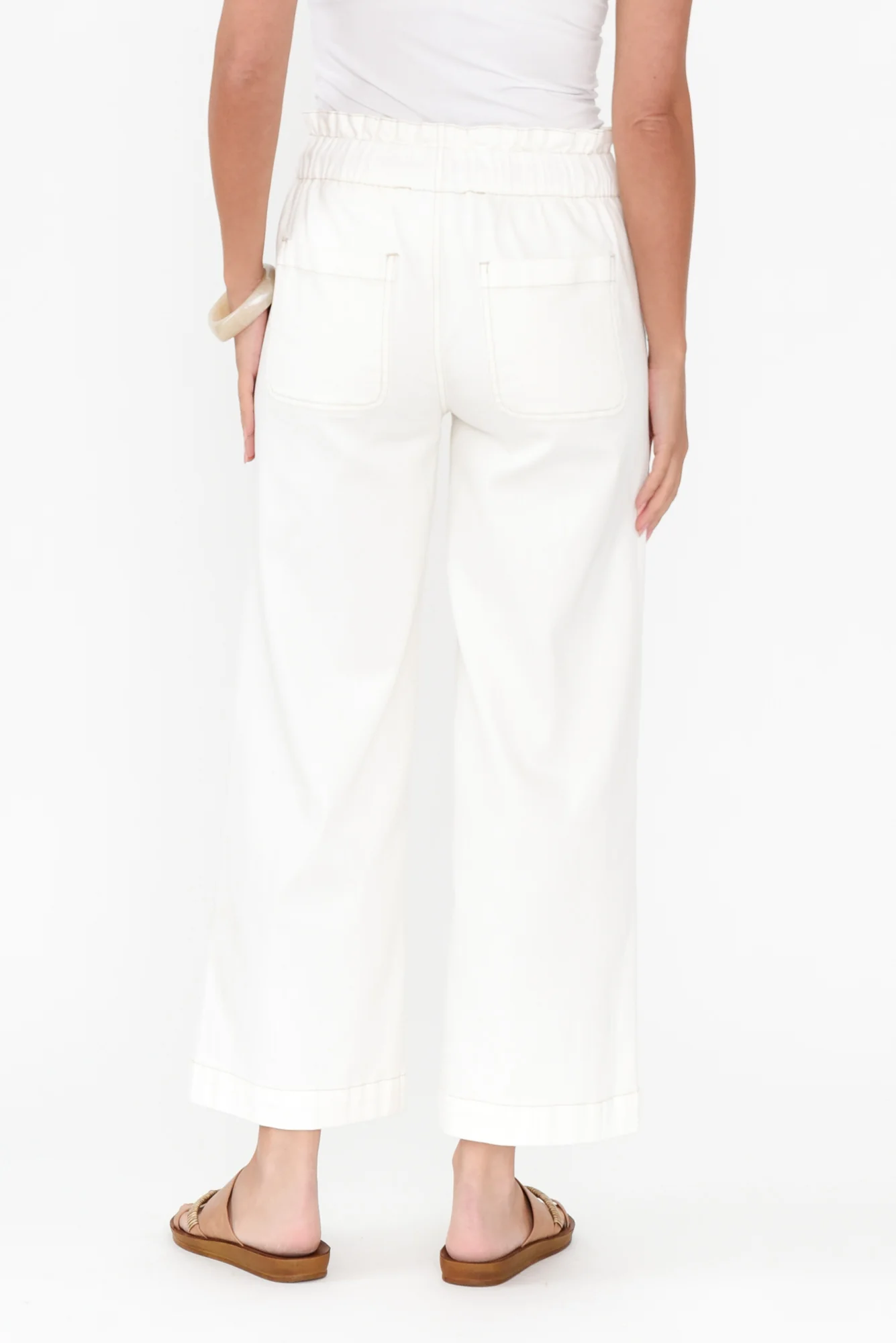 Halifax Ivory Denim Wide Leg Pants