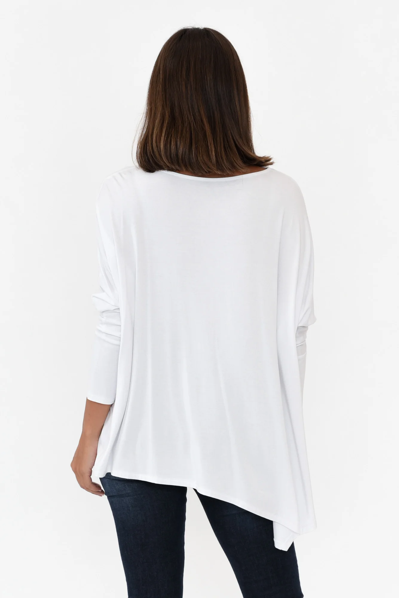 Susie White Asymmetrical Bamboo Top
