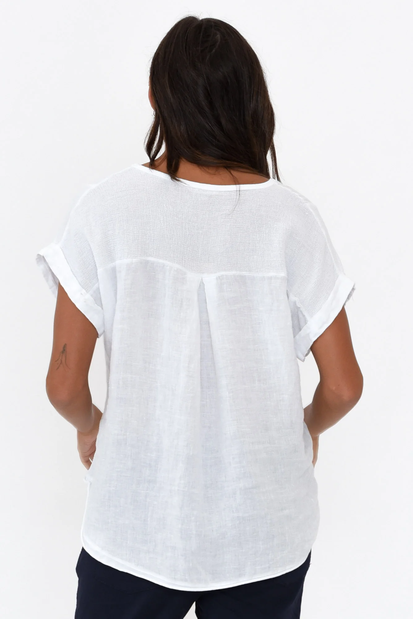 Dorian White Linen Cotton Top