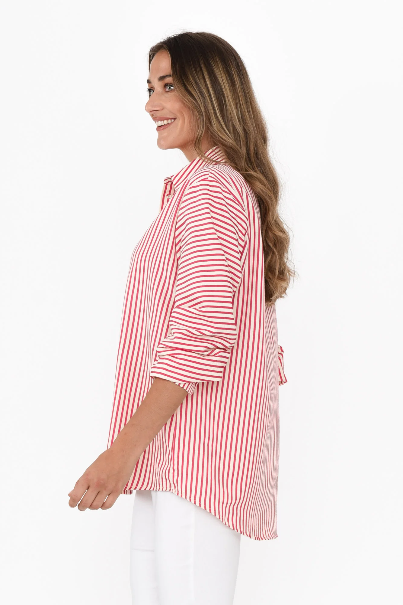 Audrey Red Stripe Collared Shirt
