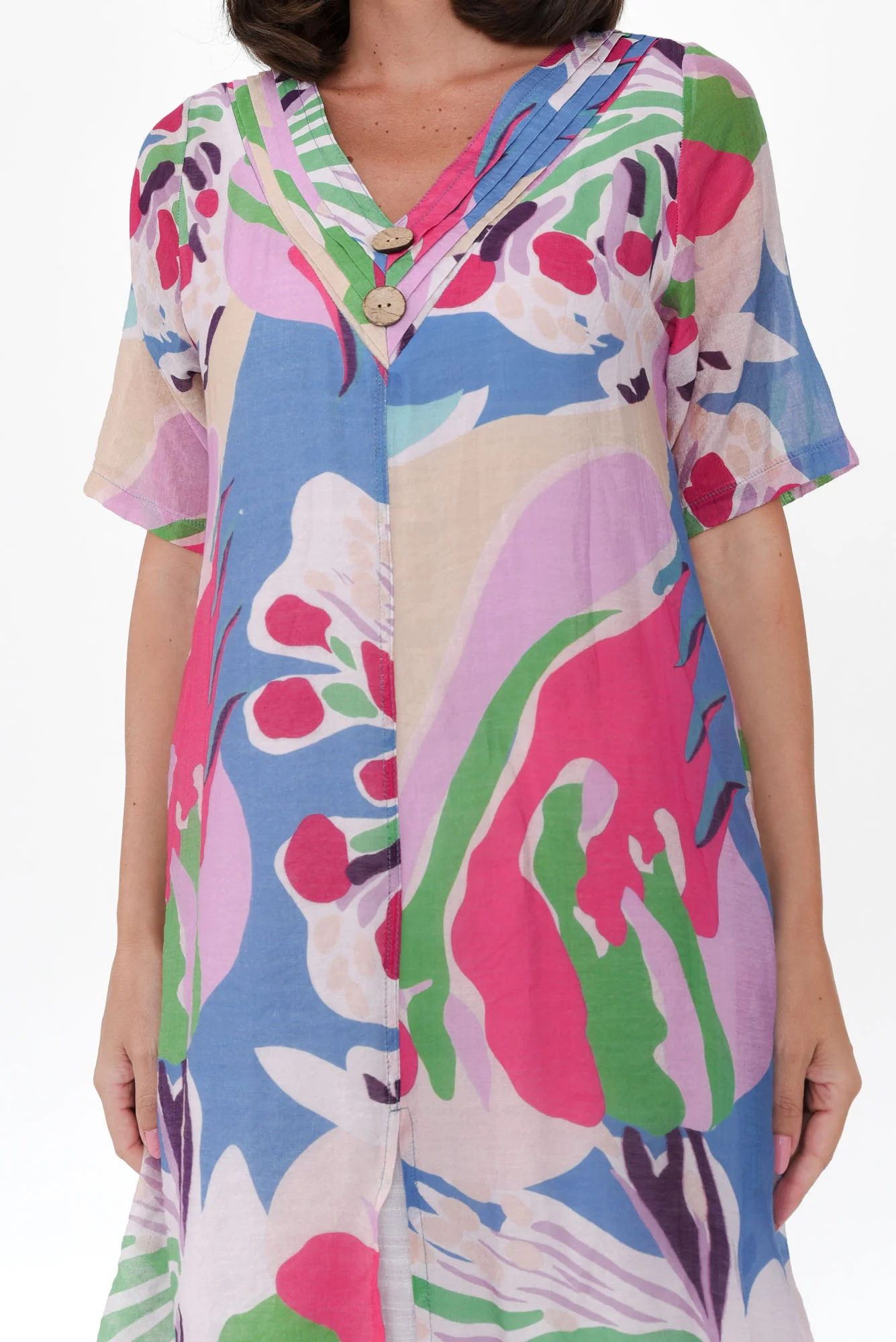 Nala Blue Tropical Layers Dress